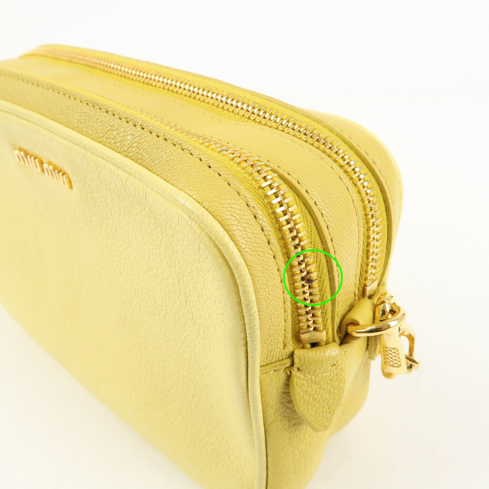 MIU MIU Leather MADRAS BICOLORE Shoulder Bag Yellow RT0539 Used