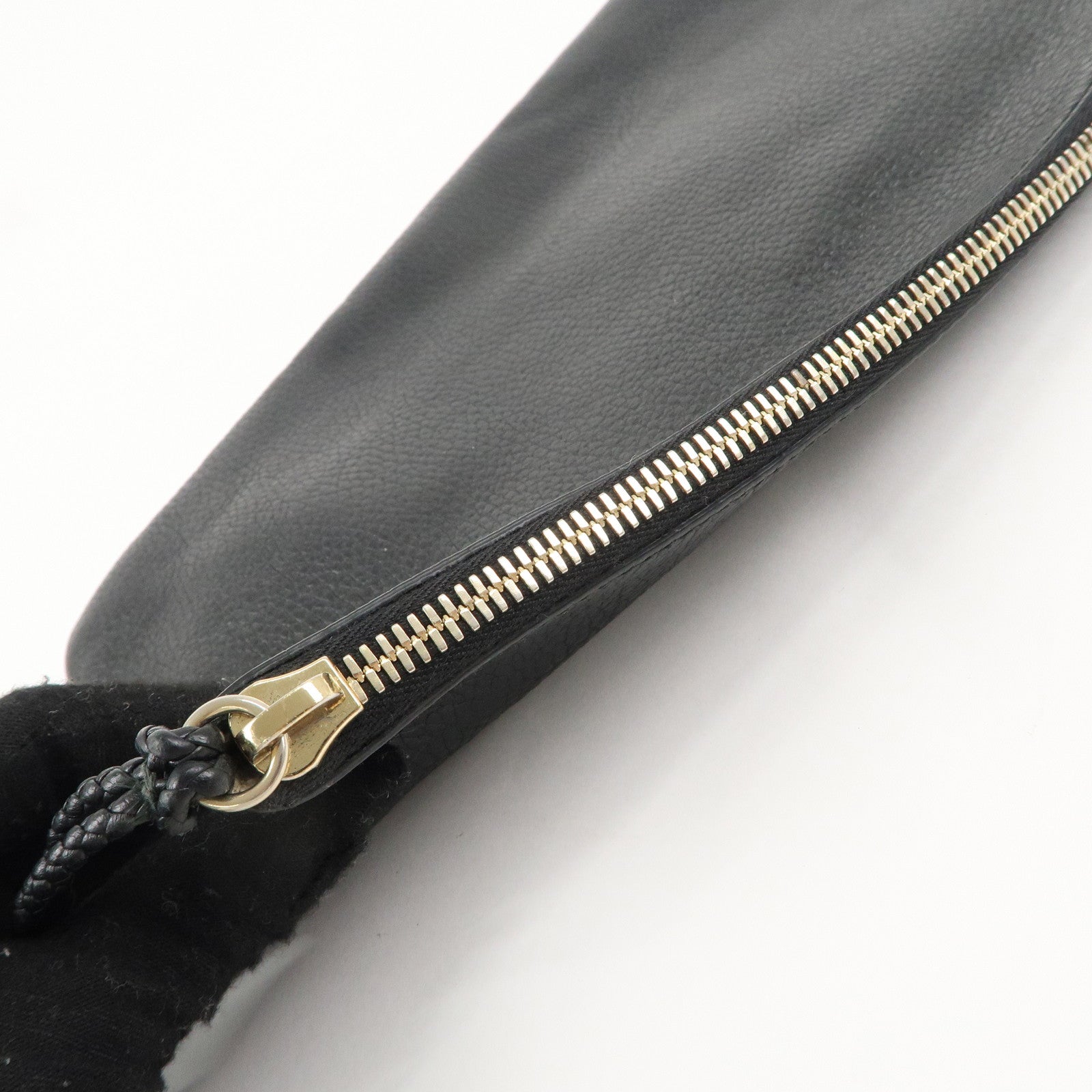 GUCCI Bamboo Leather Clutch Bag Black 449653