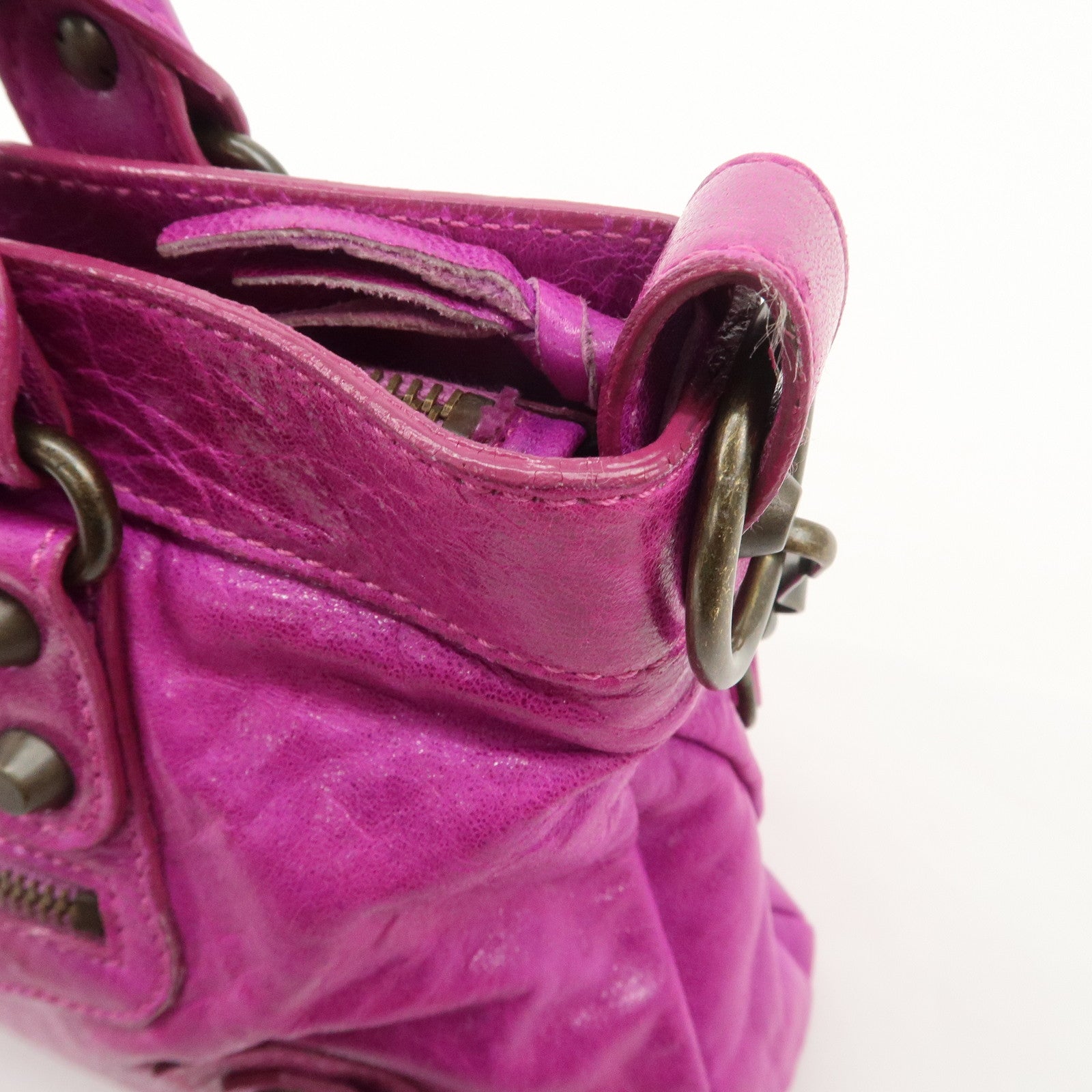 BALENCIAGA The First Leather 2Way Bag Hand Bag Pink 103208 Used