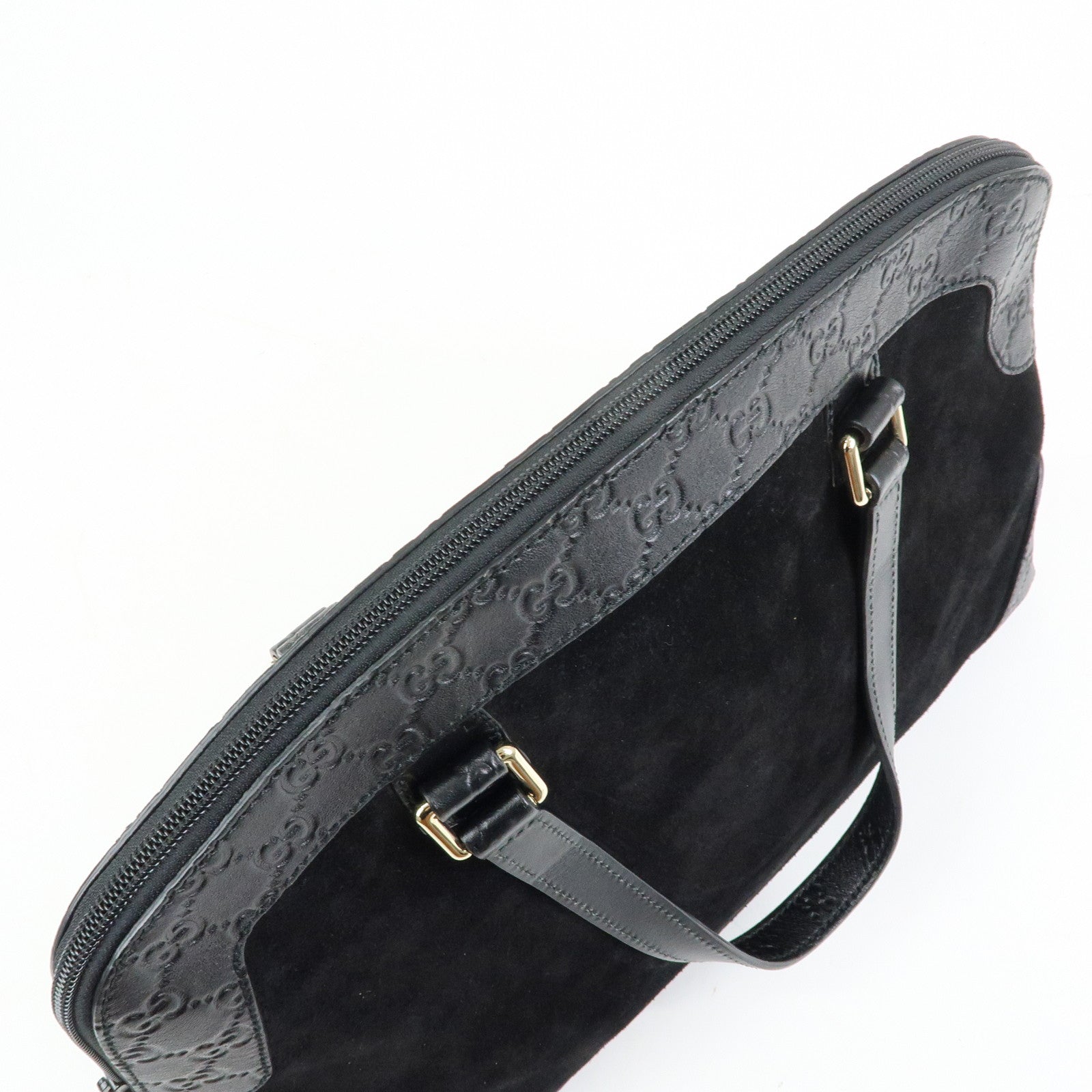 GUCCI Guccissima Leather Suede Hand Bag Shoulder Bag Black 295530