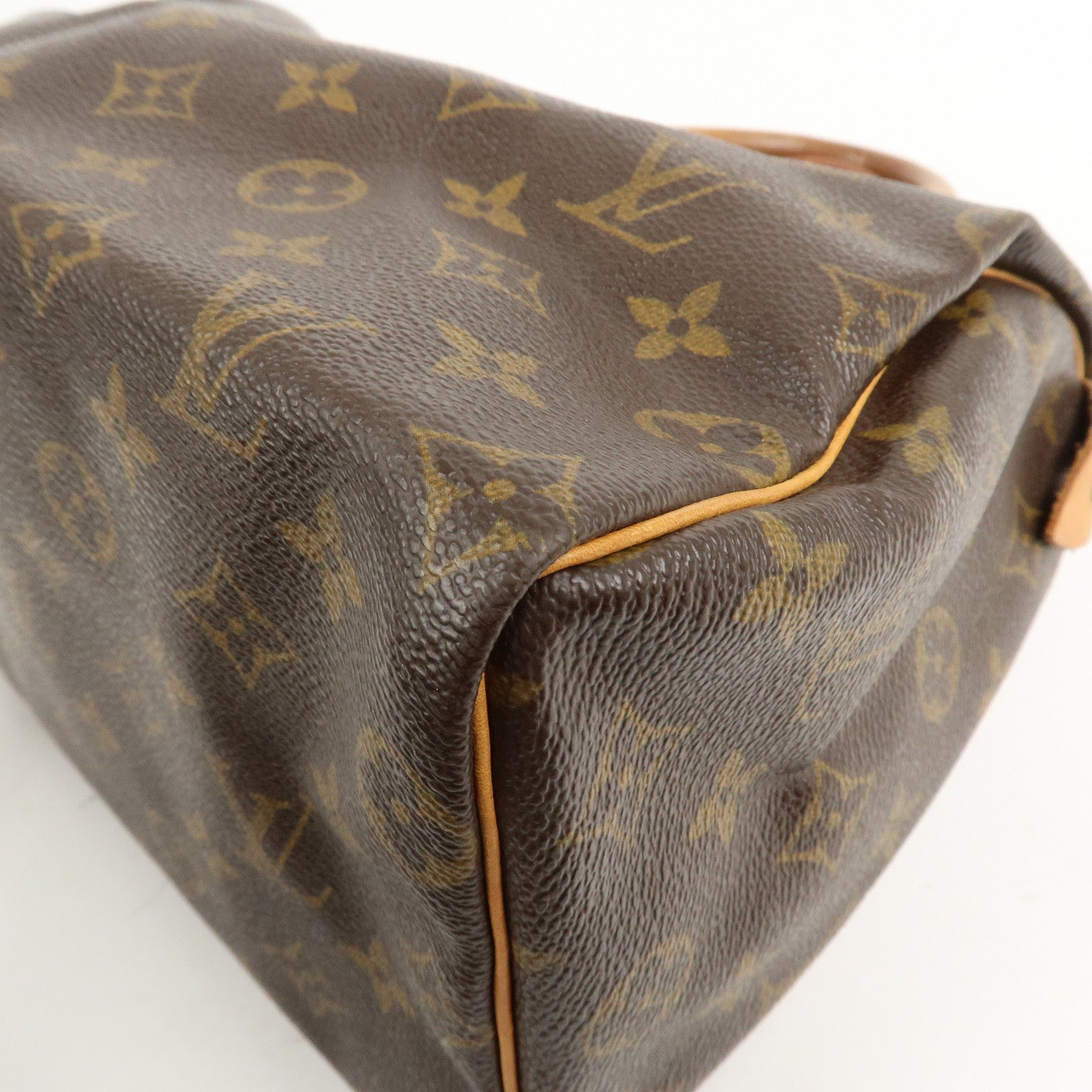 Louis Vuitton Monogram Canvas Leather Speedy 25 Boston Bag Brown M41528
