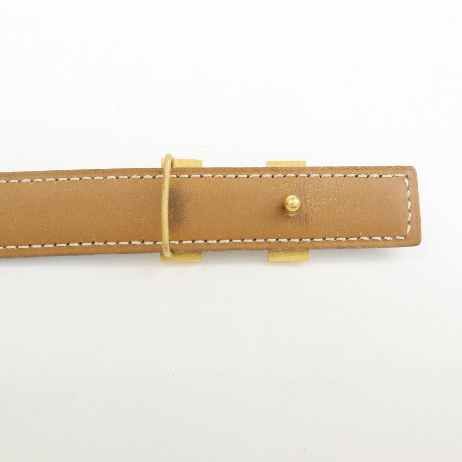 HERMES Mini H Buckle Reversible Constance Calf Belt 75 Black Camel