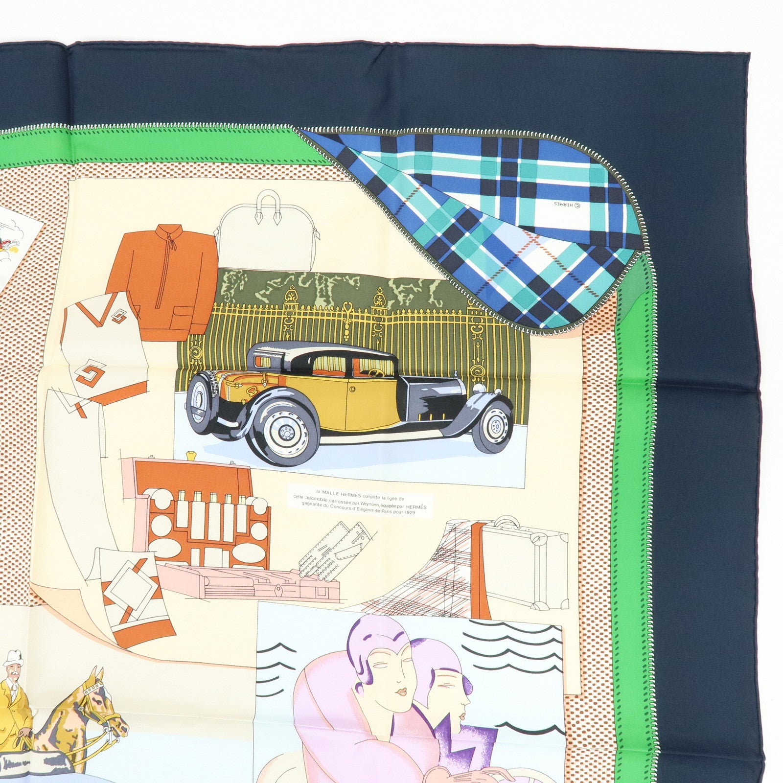 HERMES Carre 90 Silk Scarf L'Elegance et le Confort en Automobile