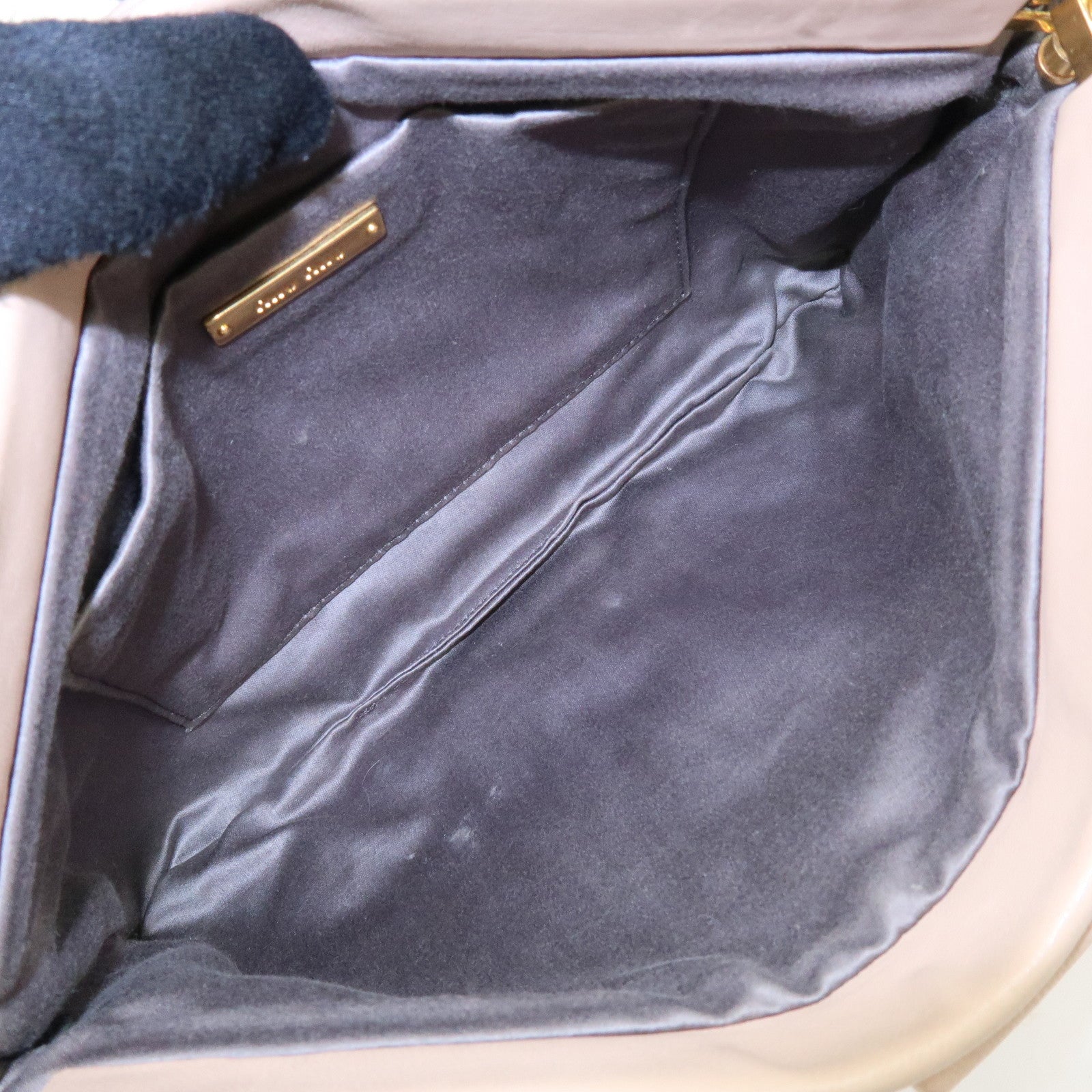 MIU MIU Matelasse Nappa Leather Clutch Bag Flat Pouch Beige RP0390