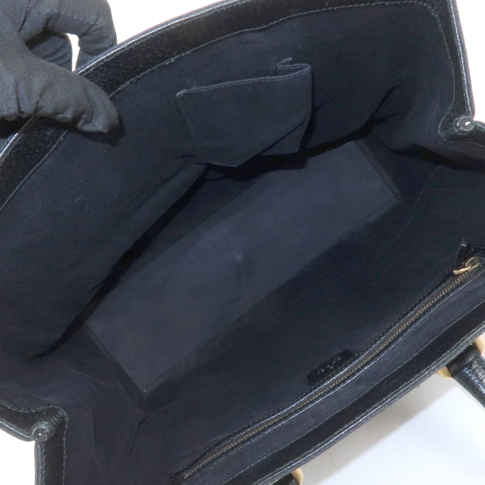 GUCCI GG Canvas Leather Tote Bag Hand Bag Black 120897