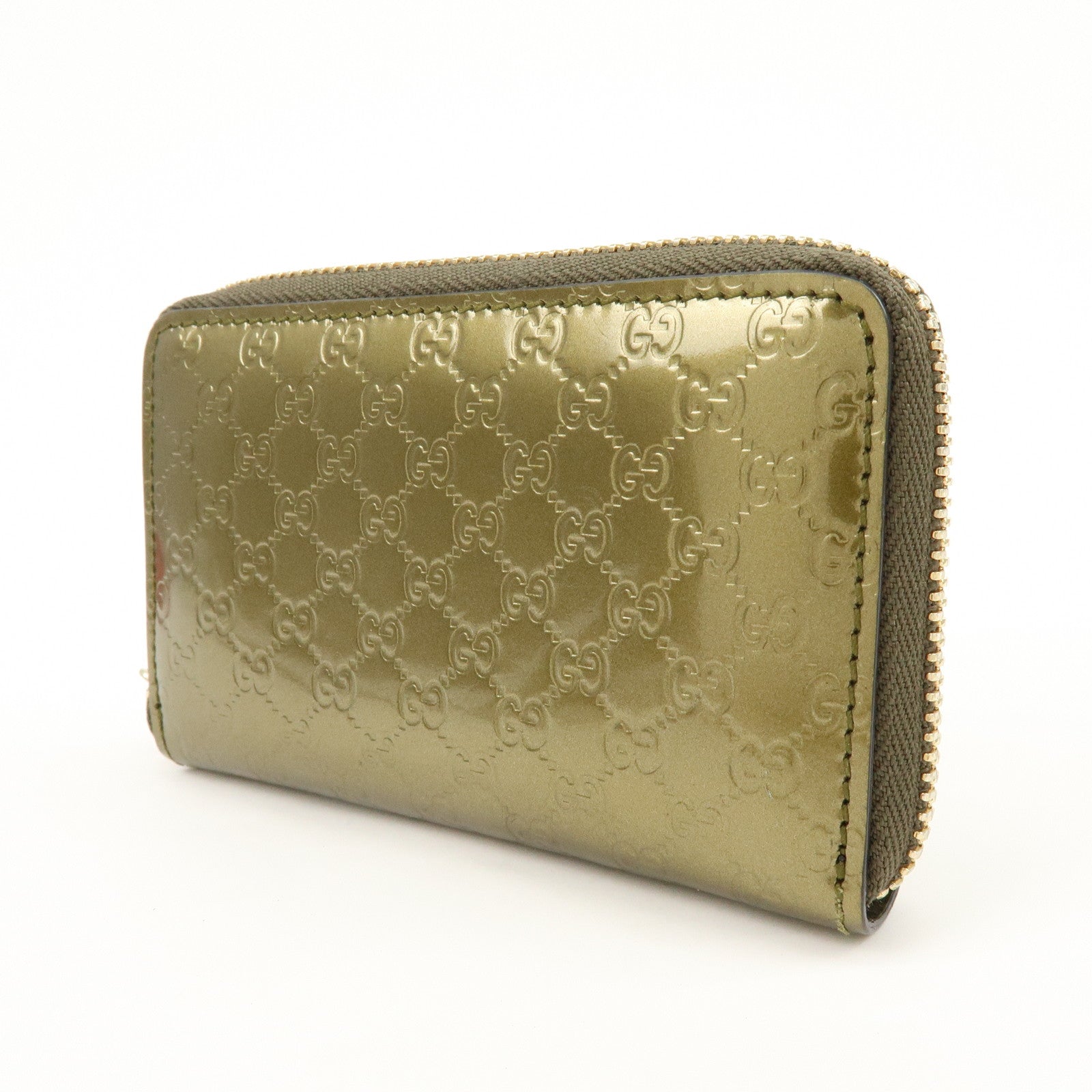 GUCCI Microguccissima Leather Round Zippy Coin Case Khaki 255452