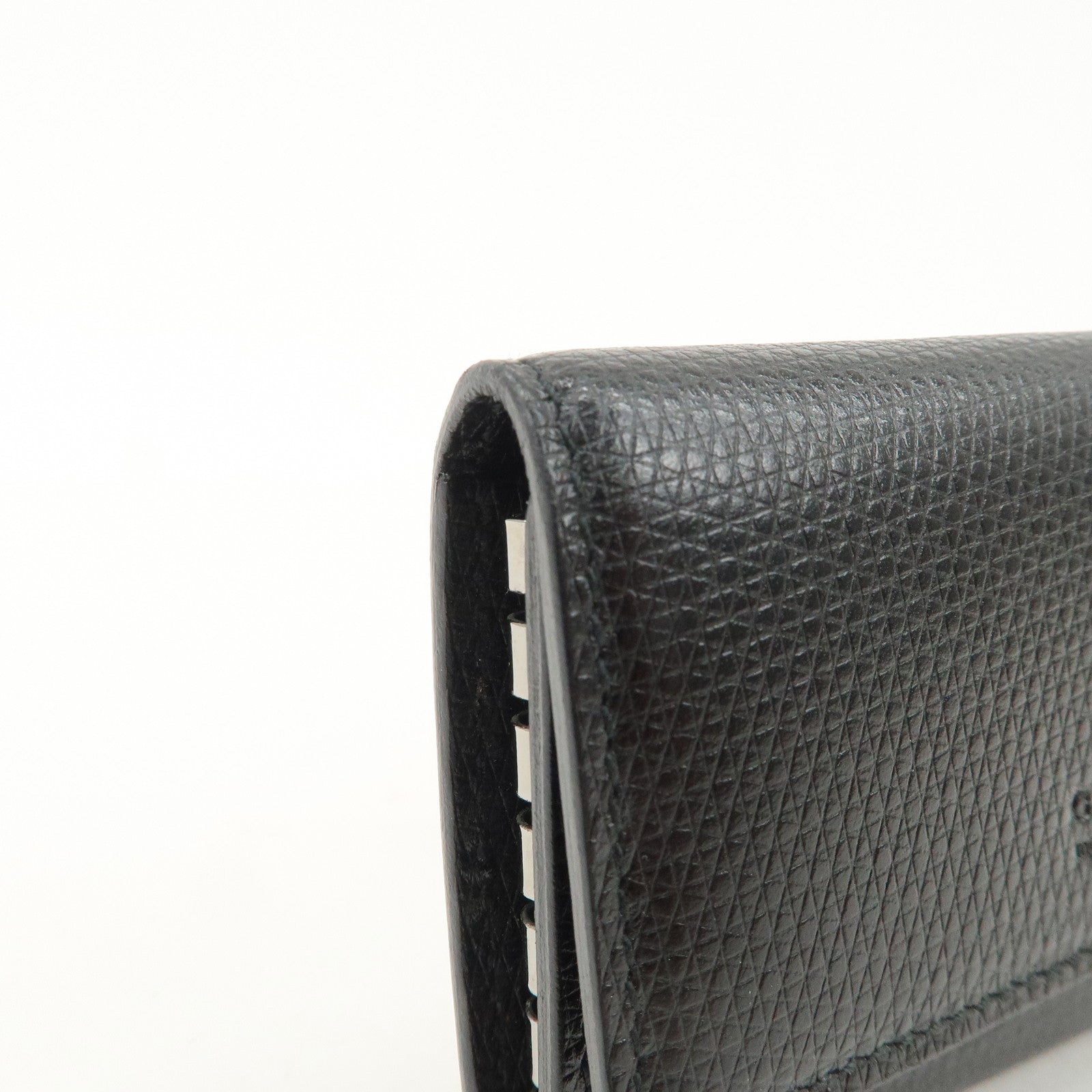 GUCCI Logo Leather 6 Rings Key Case Black 04579