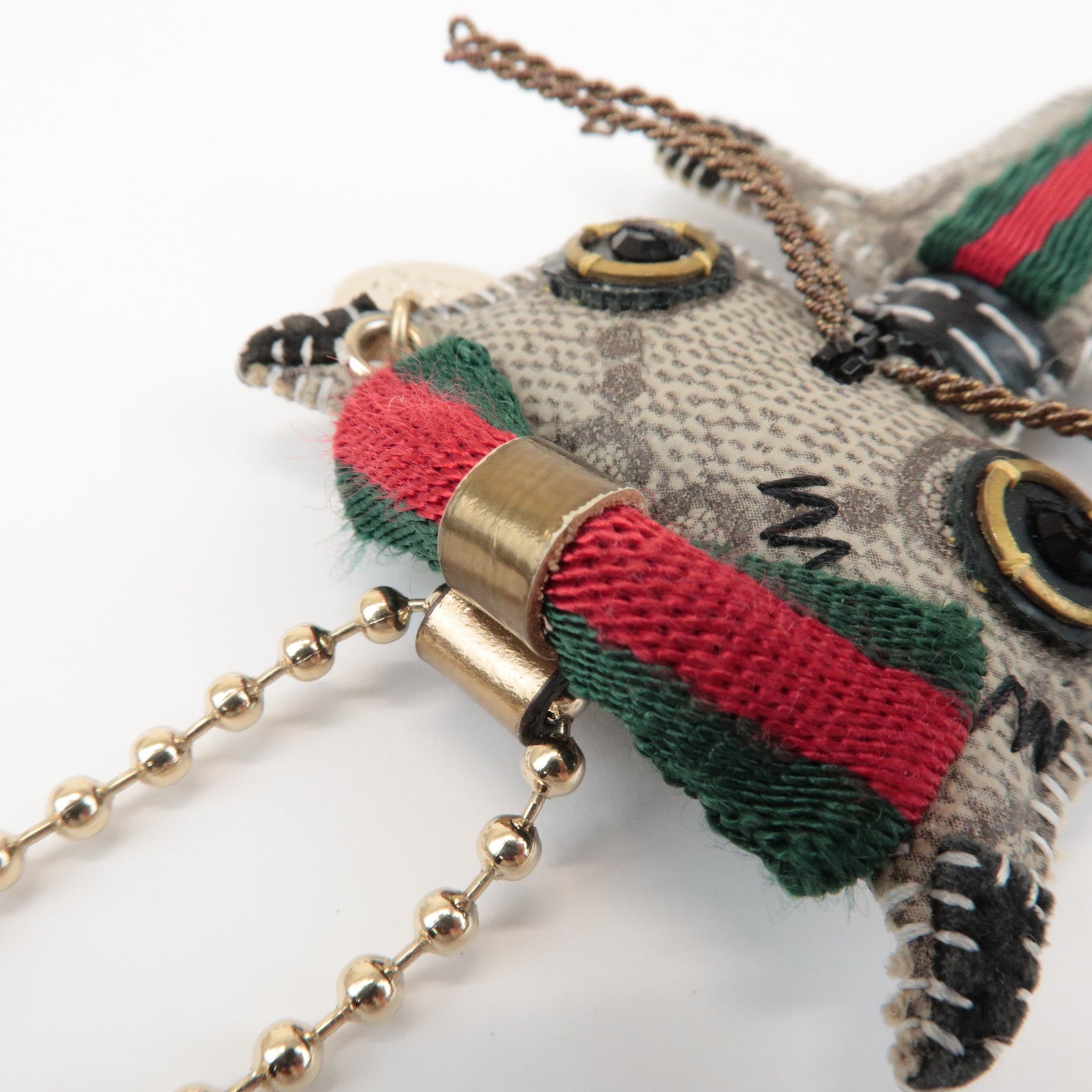 GUCCI Sherry GG Plus Gucciori Christina Bag Charm Key Holder Beige