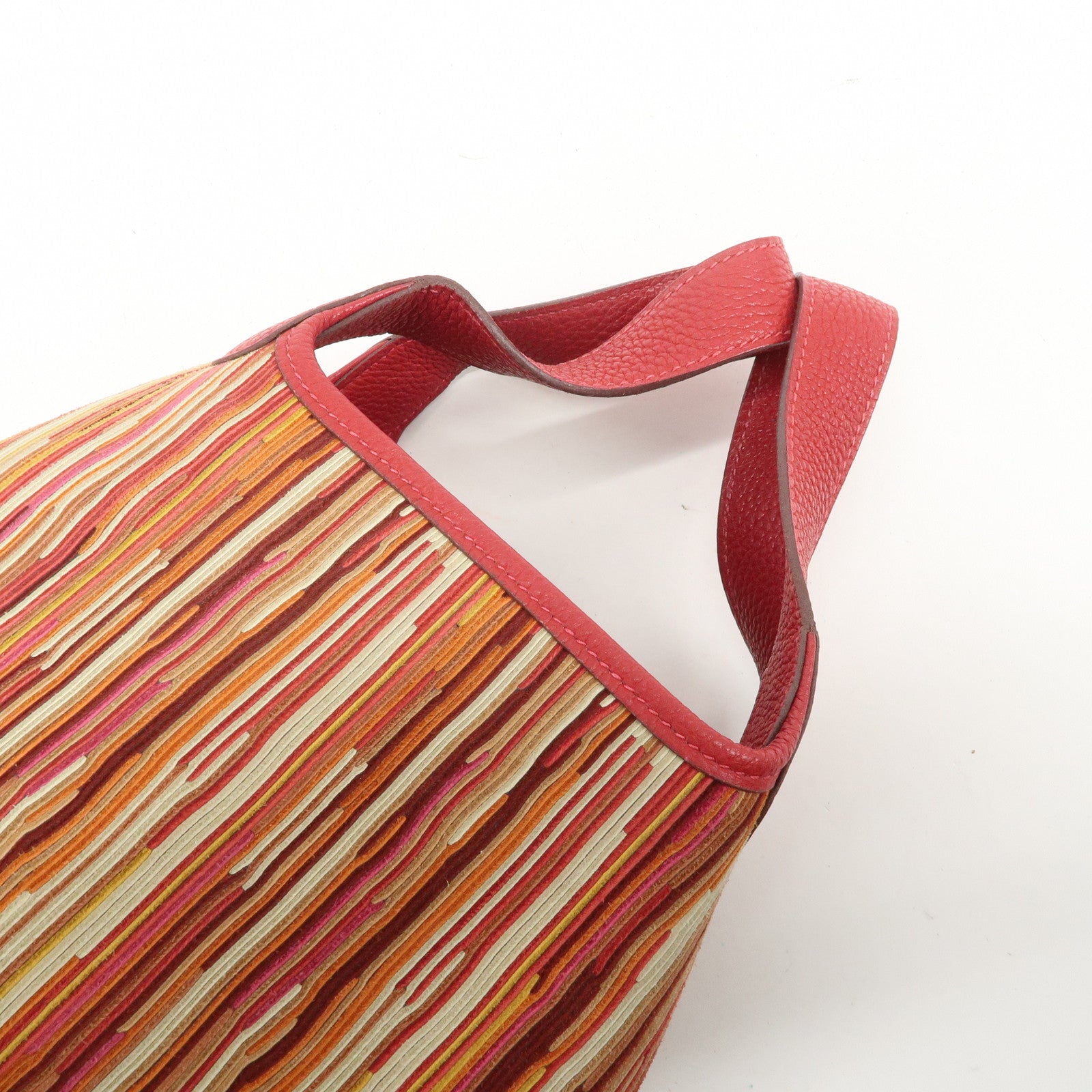 HERMES Deauville Vibrato Picotin Lock PM O Stamped Hand Bag Red