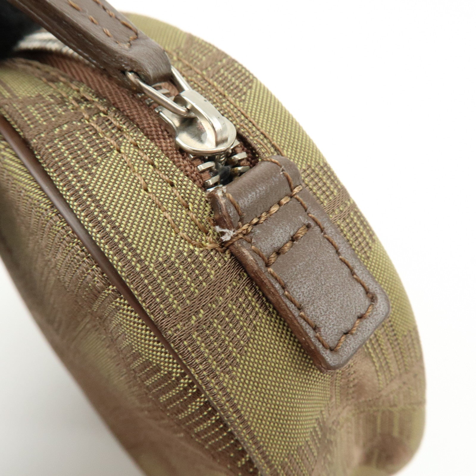 CHANEL New Travel Line COCO Mark Canvas Cosmetic Pouch Khaki Brown