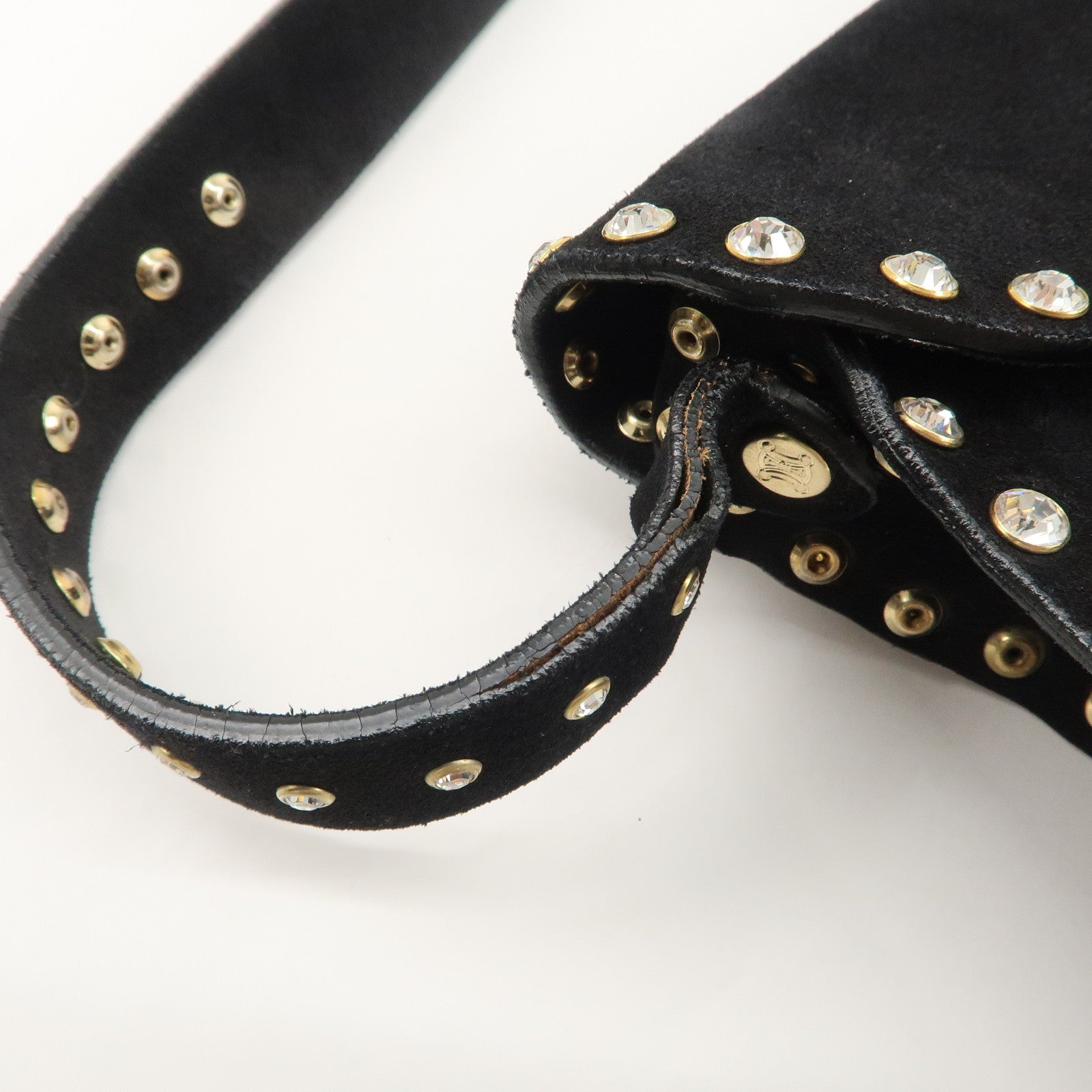 CELINE Paulbot Suede Shoulder Bag Hand Bag Black Used