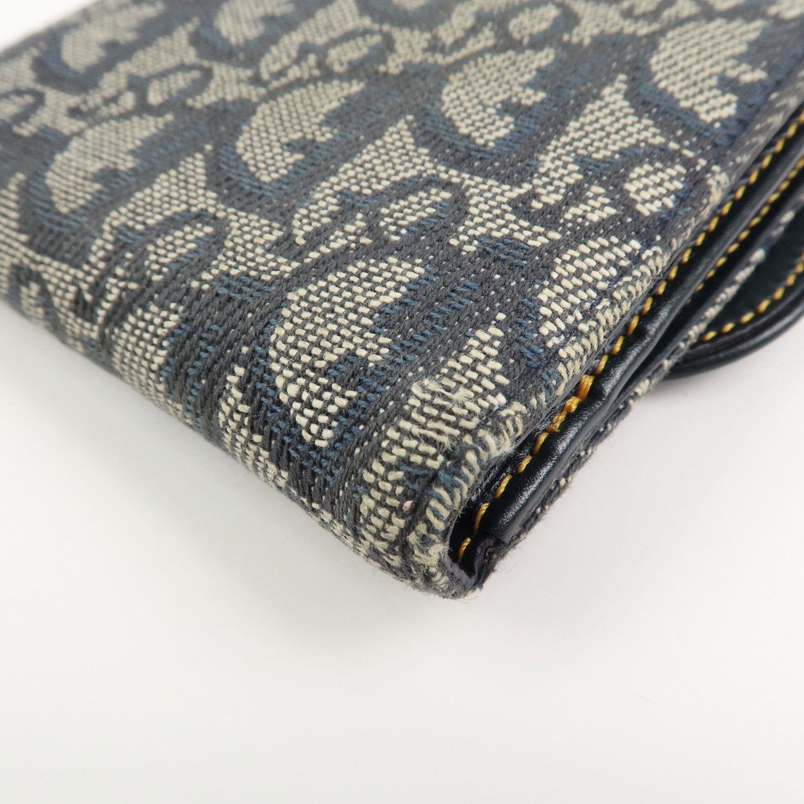 Christian Dior Trotter Saddle Canvas Leather Compact Wallet Navy