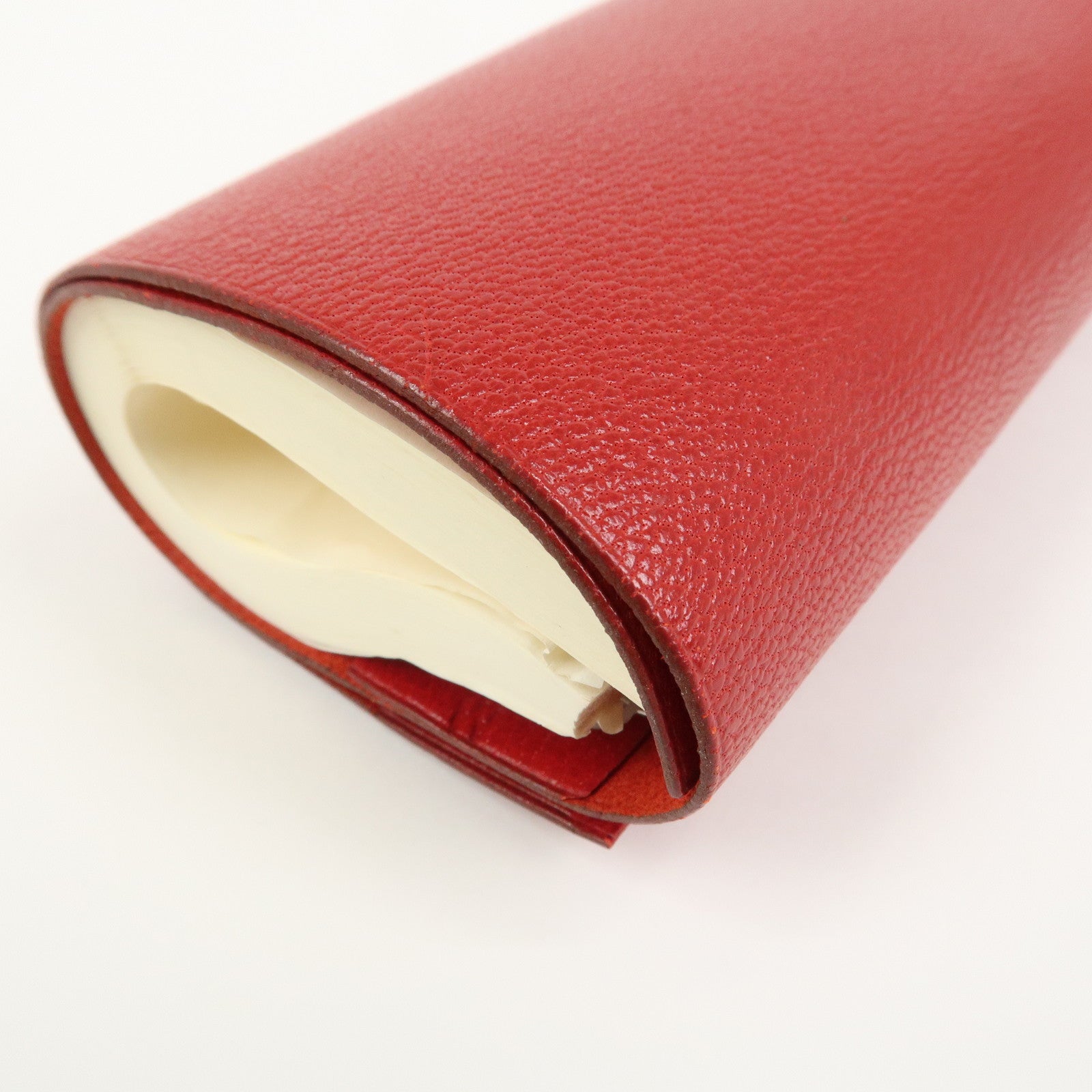 HERMES Cahier Rouleaul Leather Notebook Cover Red