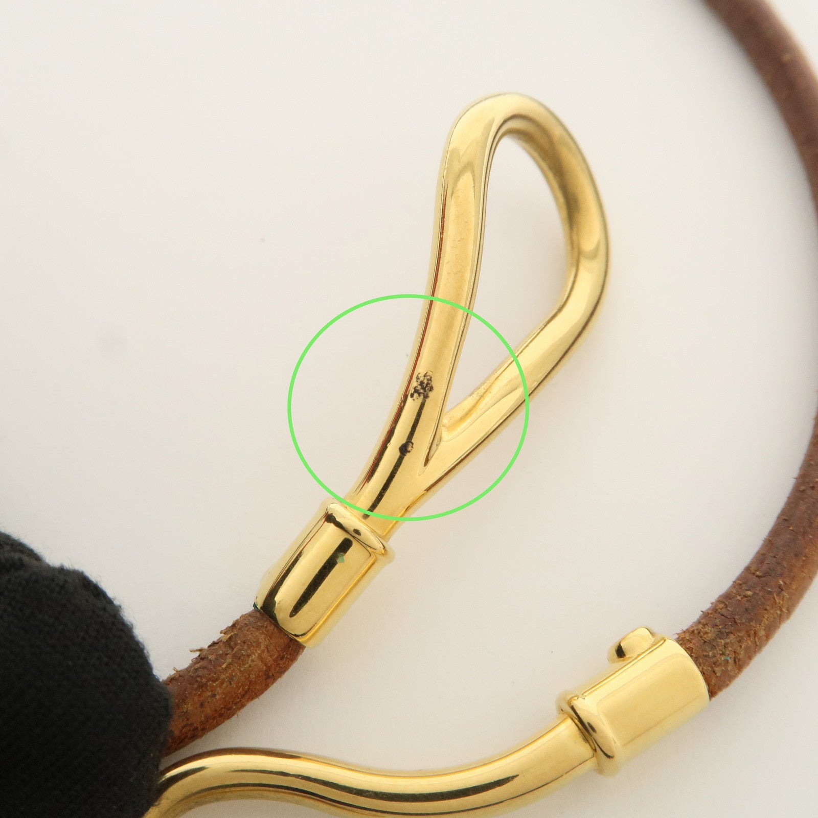 HERMES Jumbo Leather Metal Bracelet Choker Brown