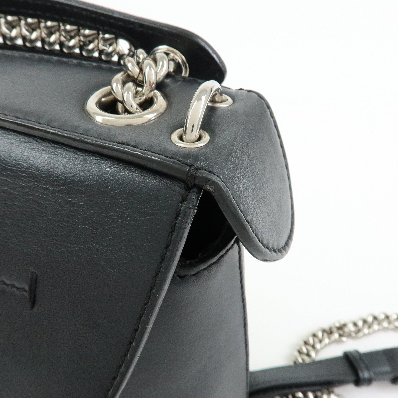 FENDI Bag to School Leather 2Way Bag Hand Bag Shoulder Bag Black