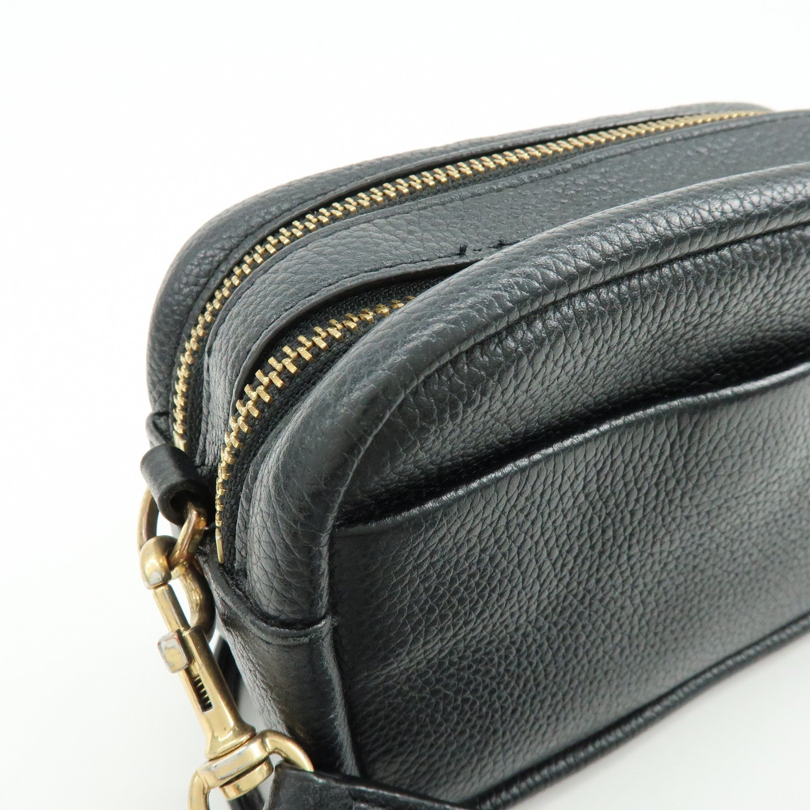 TORY BURCH  Leather Double T Shoulder Bag Crossbody Bag Black