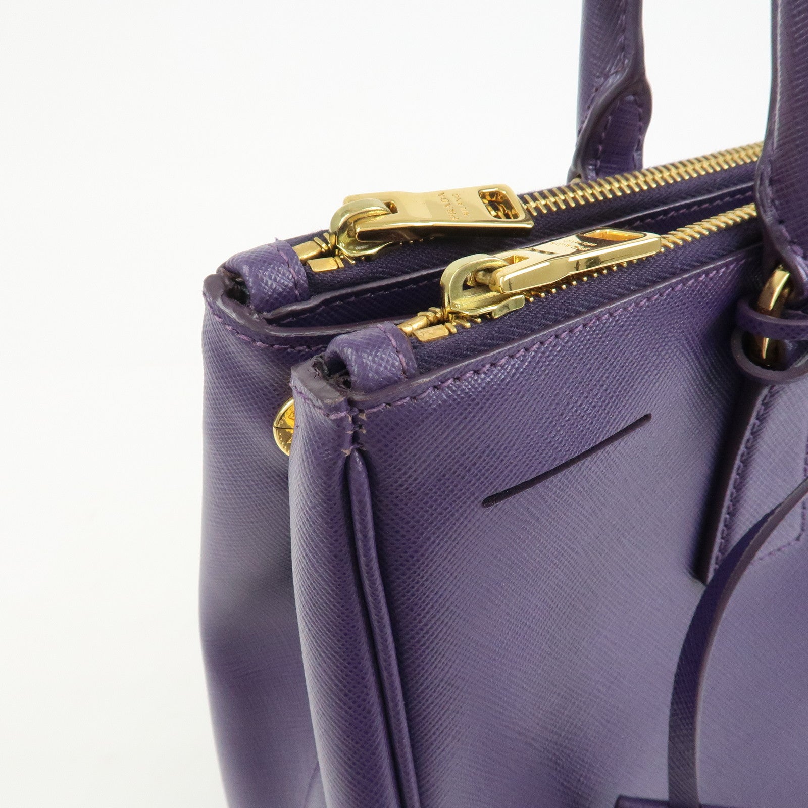 PRADA Saffiano Leather Galleria 2Way Bag Hand Bag Purple BN1786