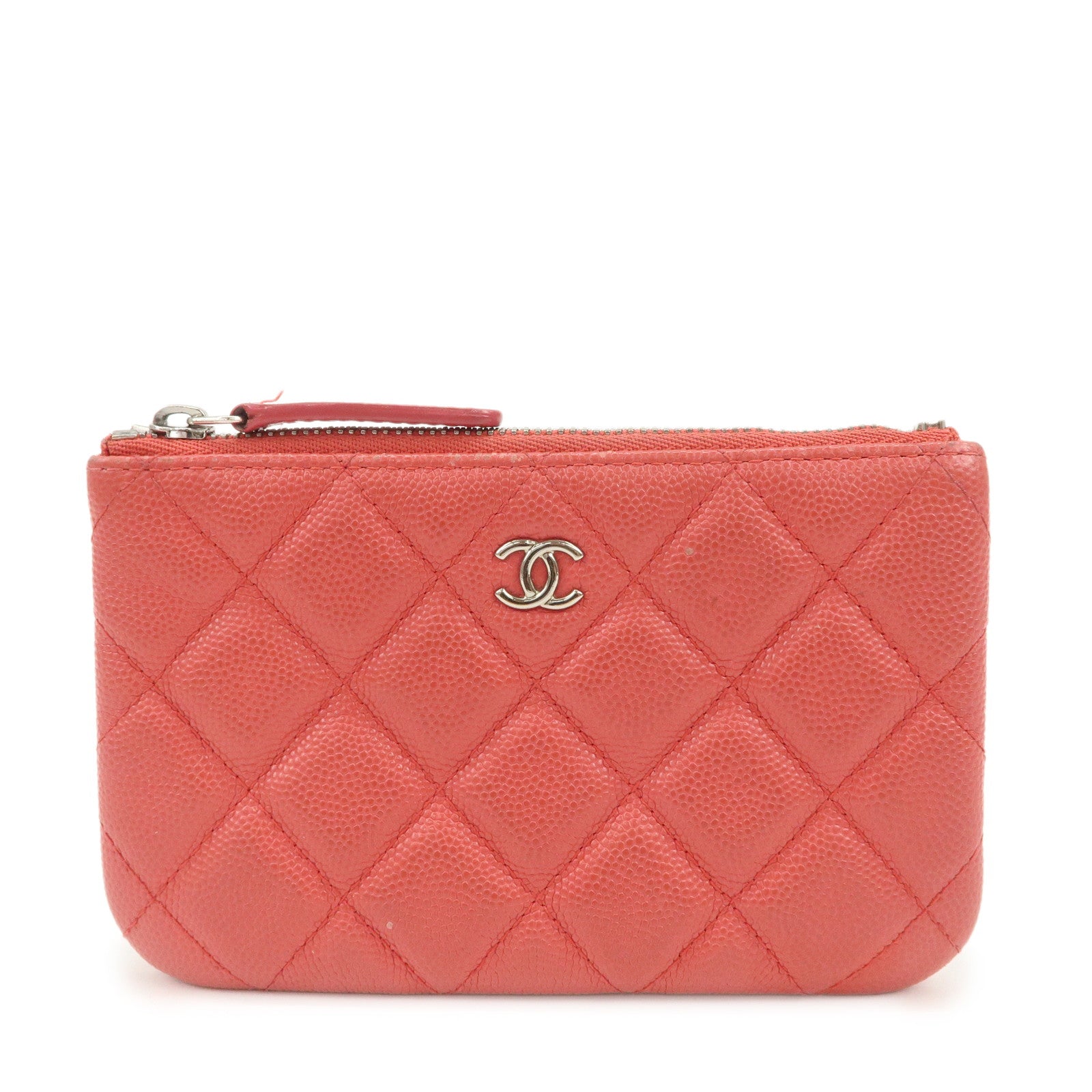 CHANEL Matelasse Caviarskin Classic Mini Pouch Pink A82365