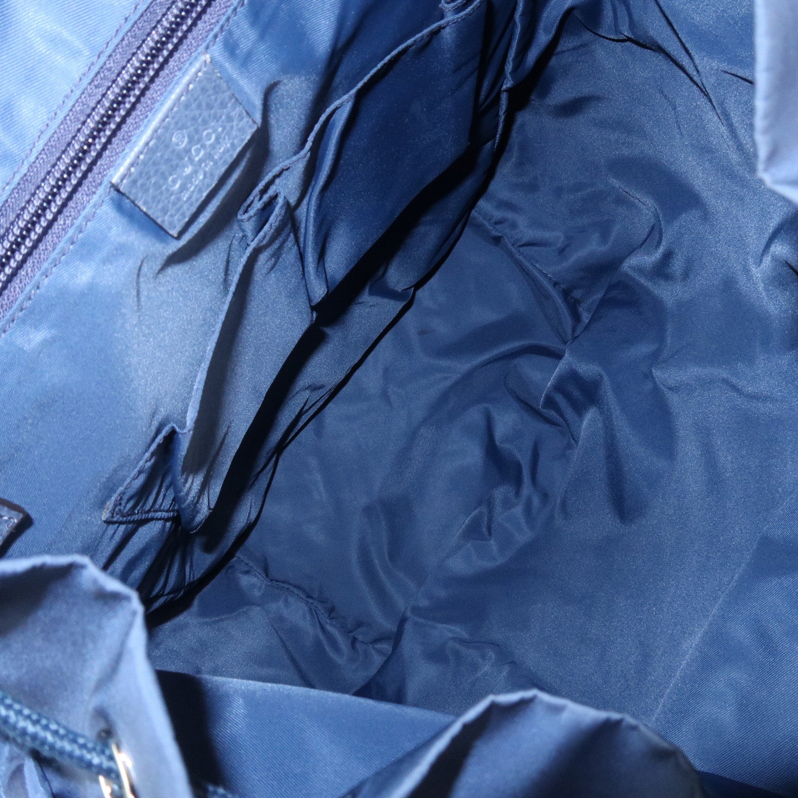 GUCCI GG Nylon Leather Backpack Rucksack Navy 387071