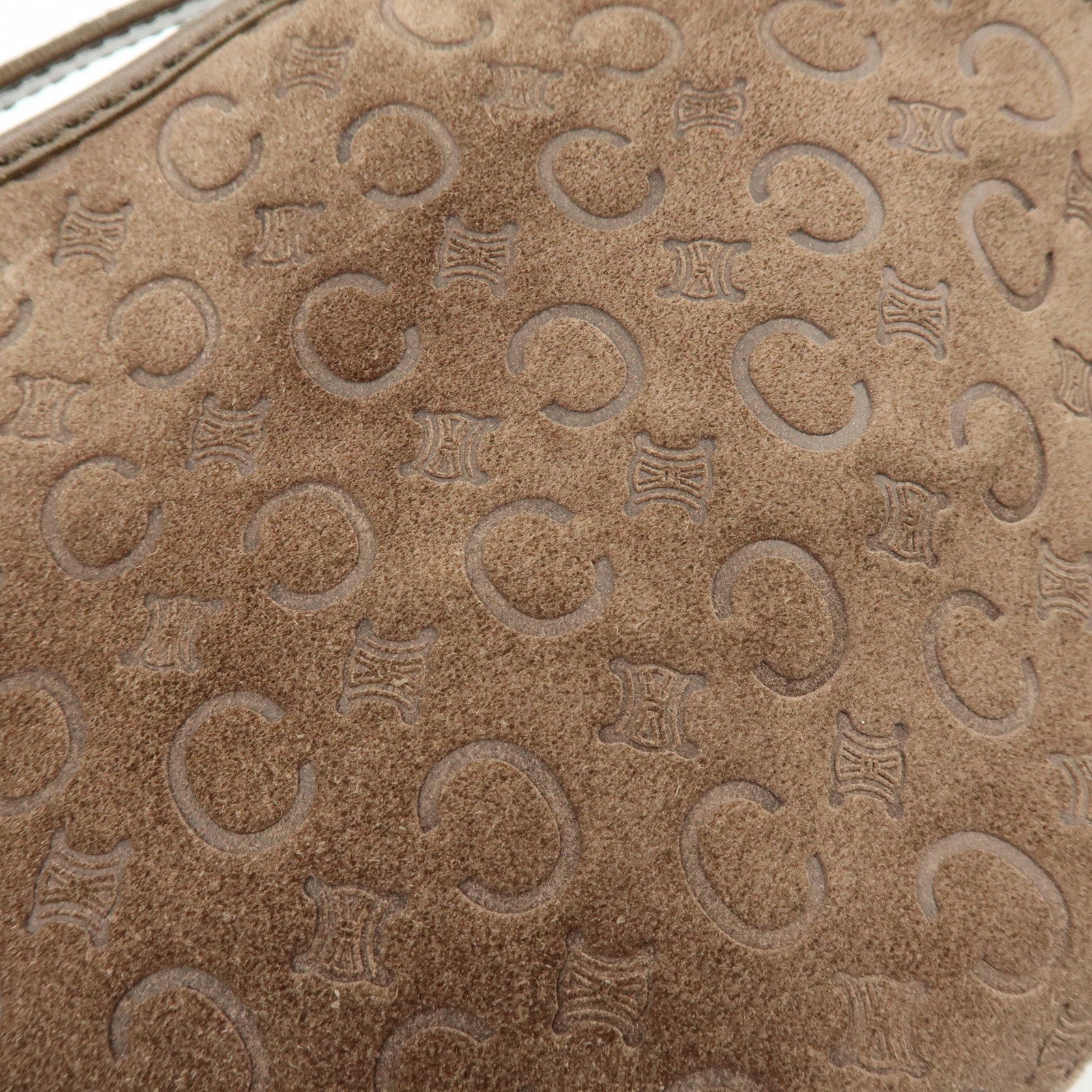 CELINE C Macadam Suede Leather Shoulder Bag Hand Bag Brown