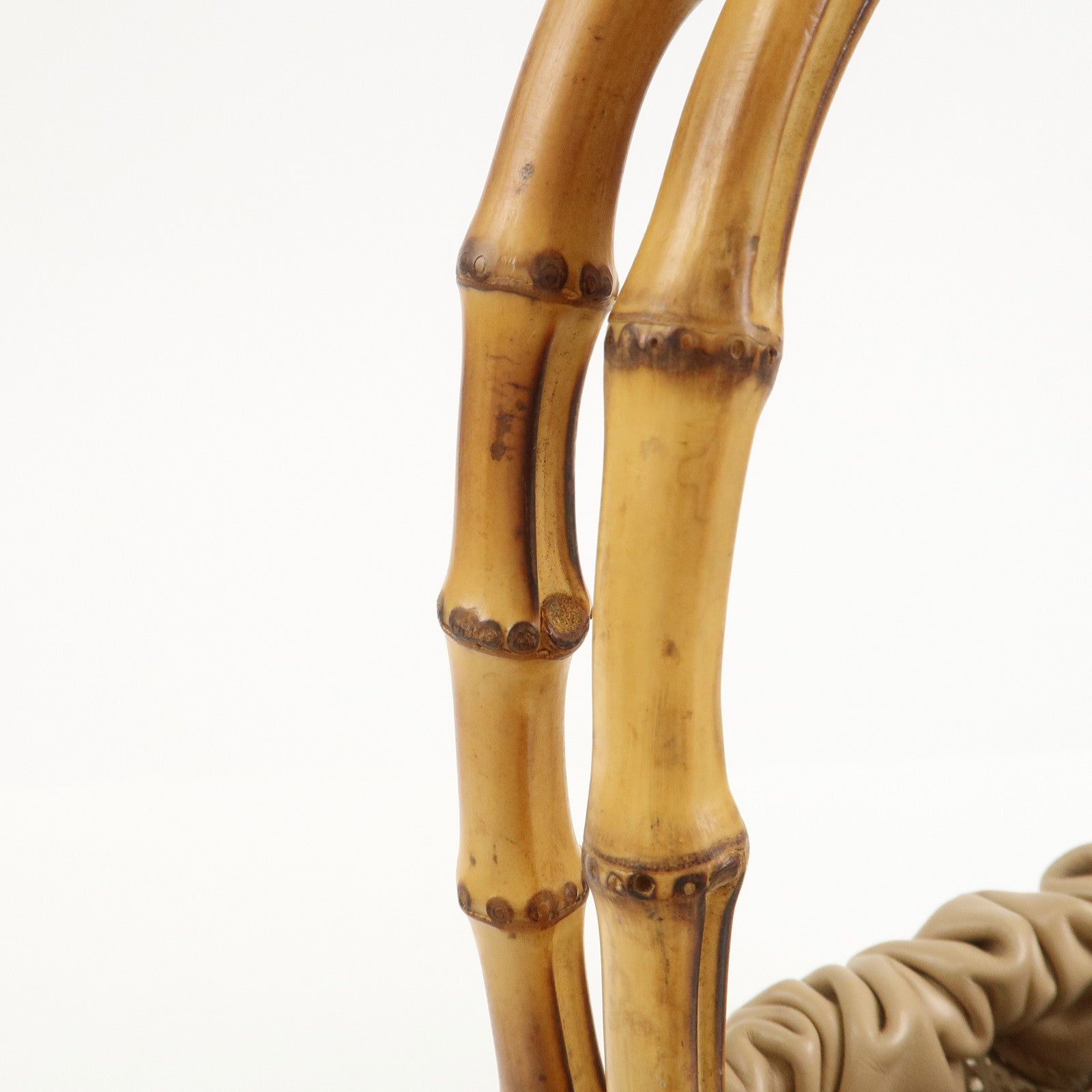 GUCCI Bamboo Leather Shoulder Bag Hand Bag Beige 92708