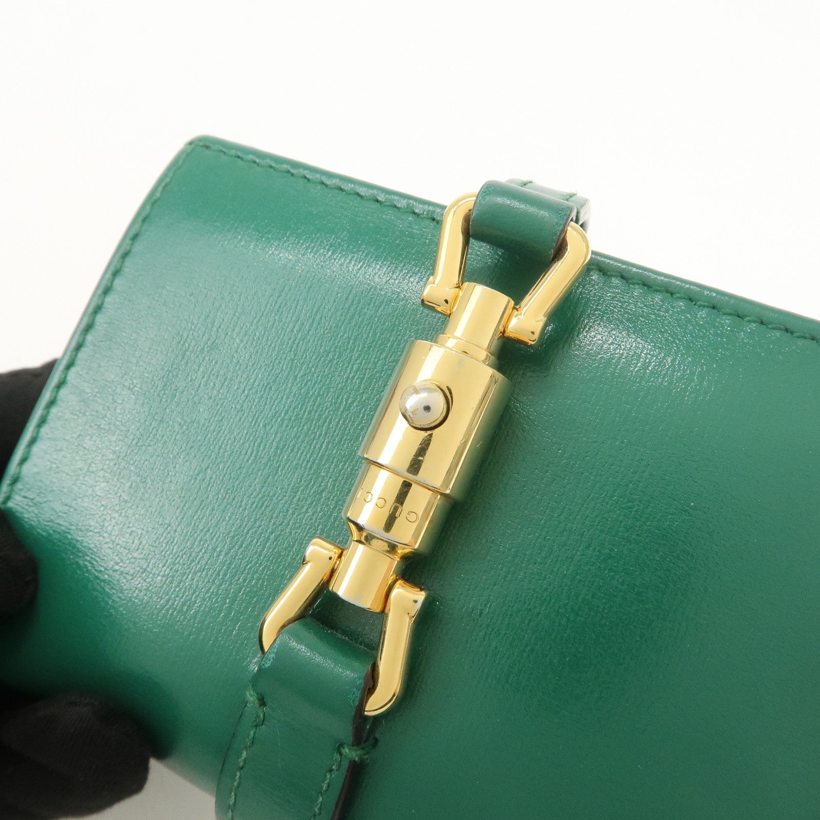 GUCCI Jackie 1961 Leather Bi-Fold Compact Wallet Green 645536