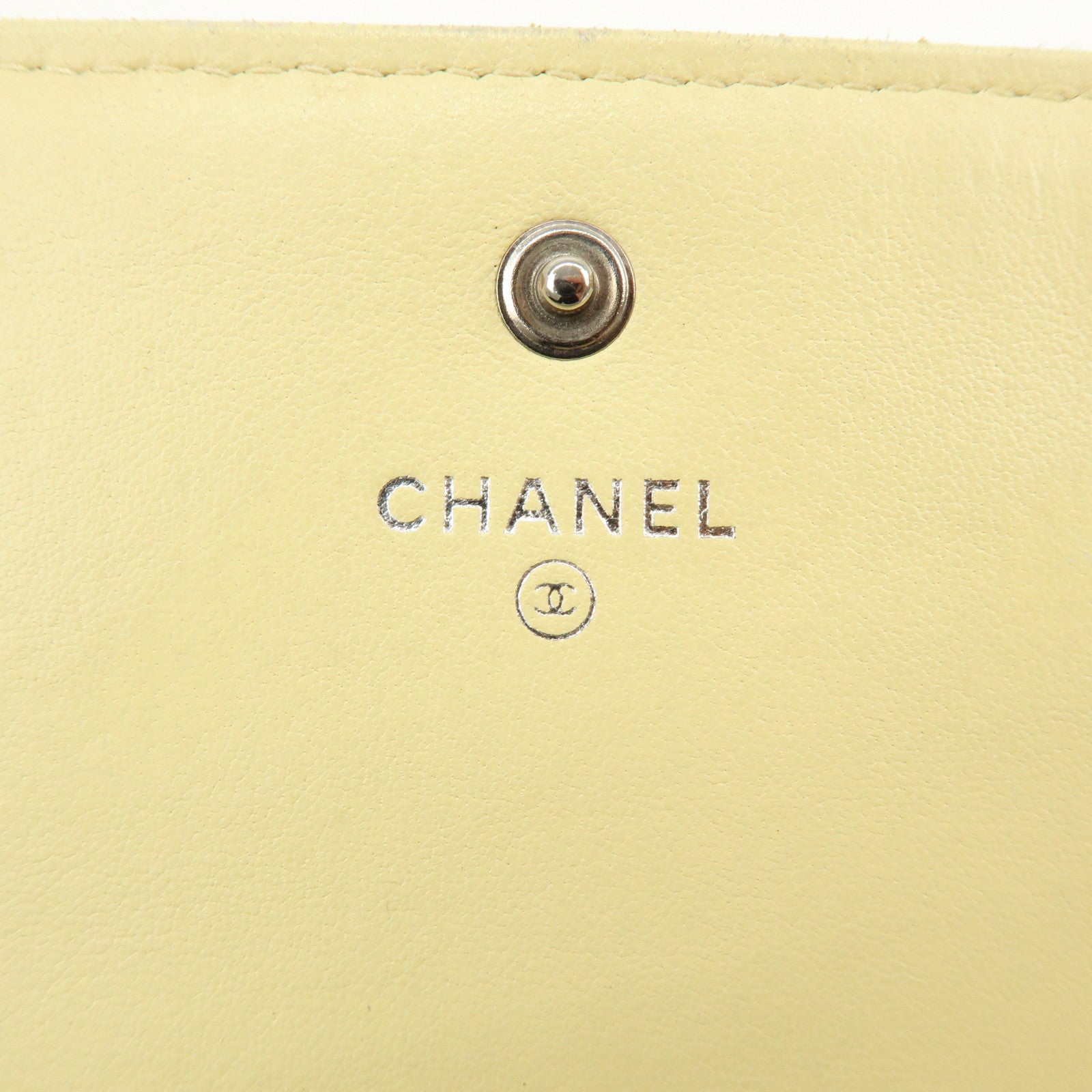 CHANEL Deauville COCO Mark Raffia Leather Long Wallet Yellow