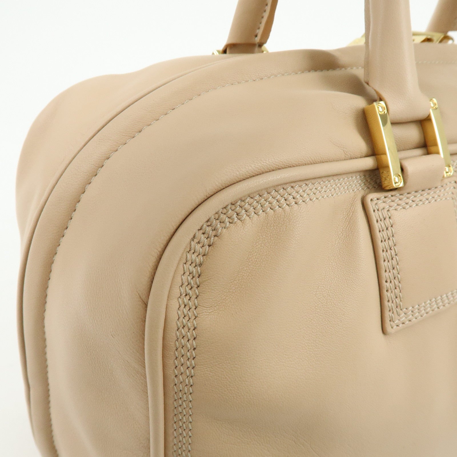 LOEWE Anagram Amazona 36 Nappa Leather Hand Bag Boston Bag Beige