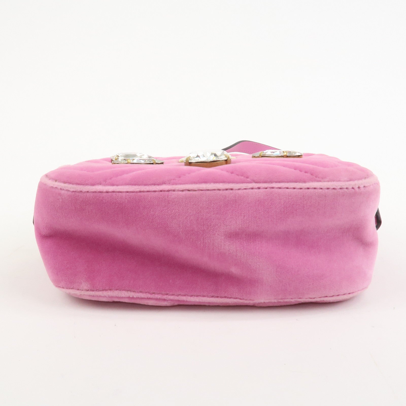 GUCCI GG Marmont Velvet Rhinestone Shoulder Bag Pink 448065