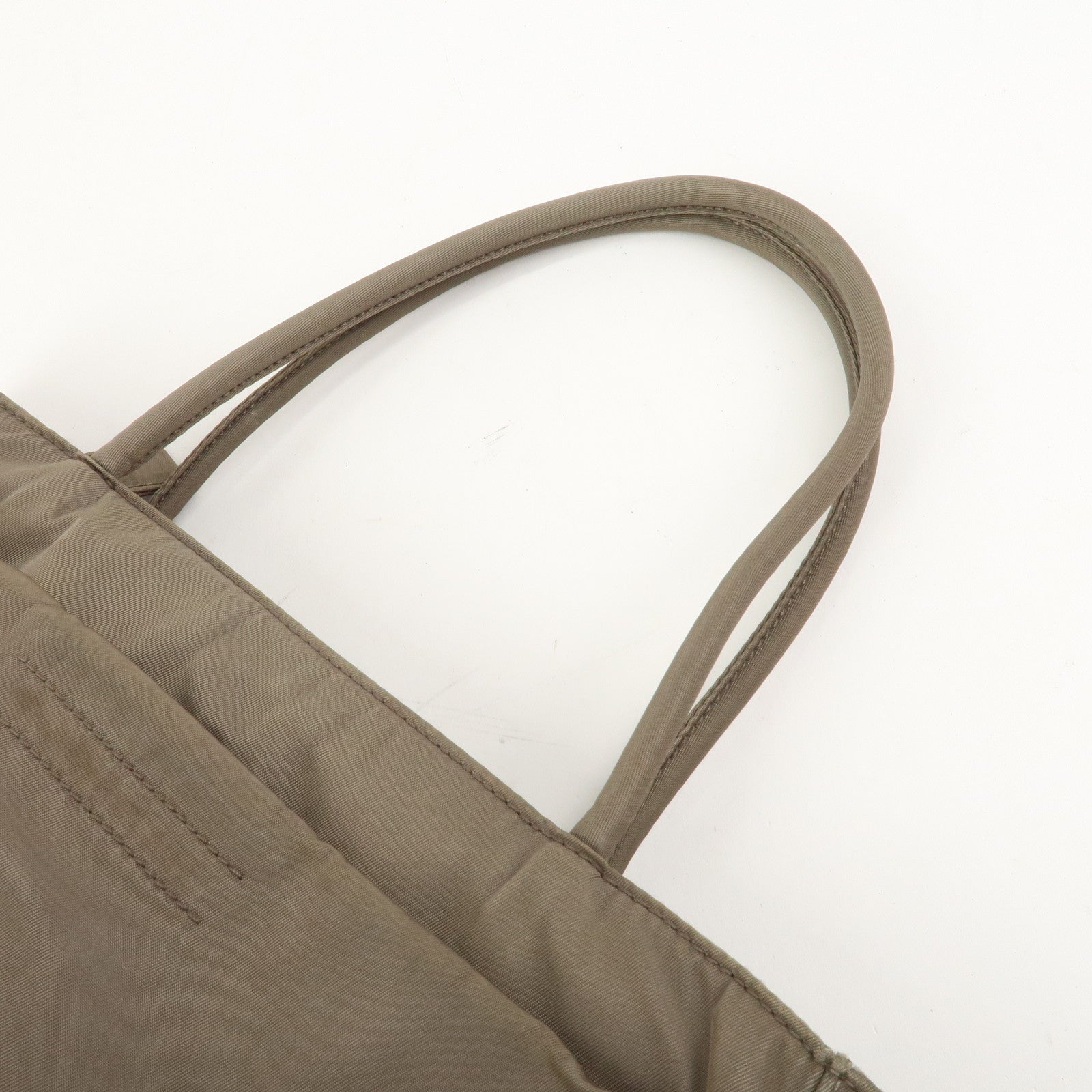 PRADA Triangle Logo Nylon Tote Bag Hand Bag Gray