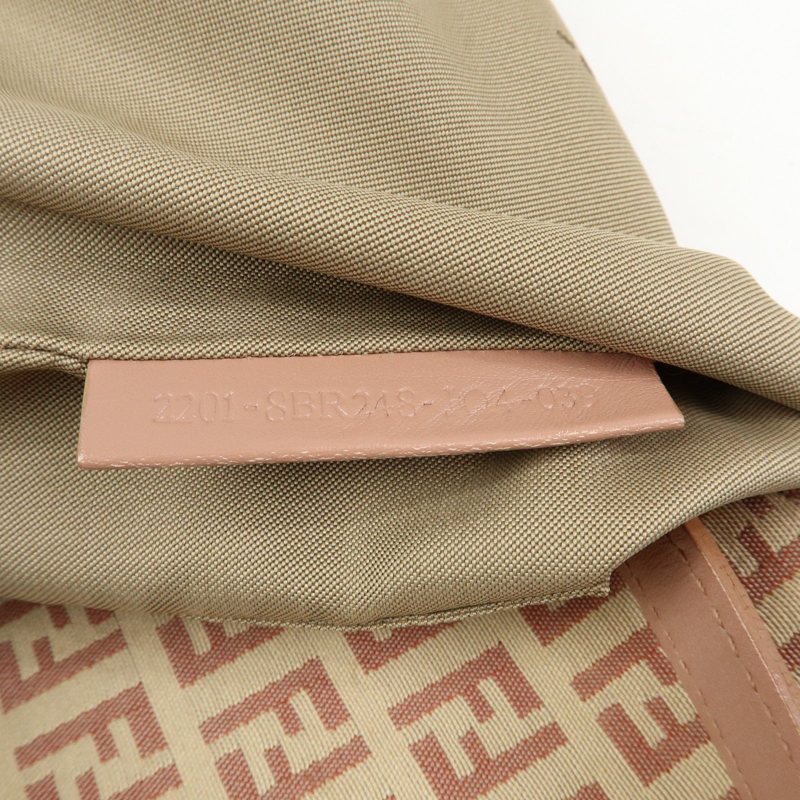 FENDI Zucchino Canvas Leather Hand Bag Beige Pink 8BR248