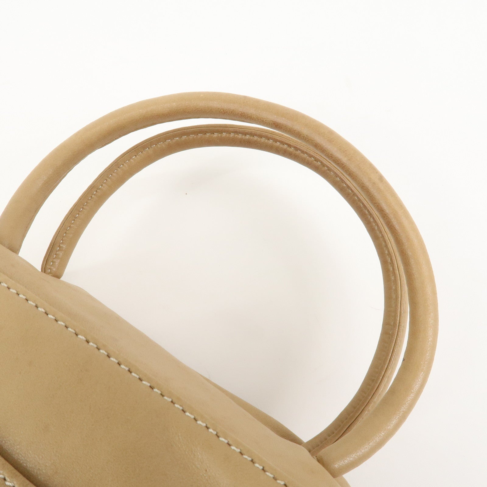 LOEWE Anagram Logo Nappa Leather Hand Bag Mini Boston Bag Beige