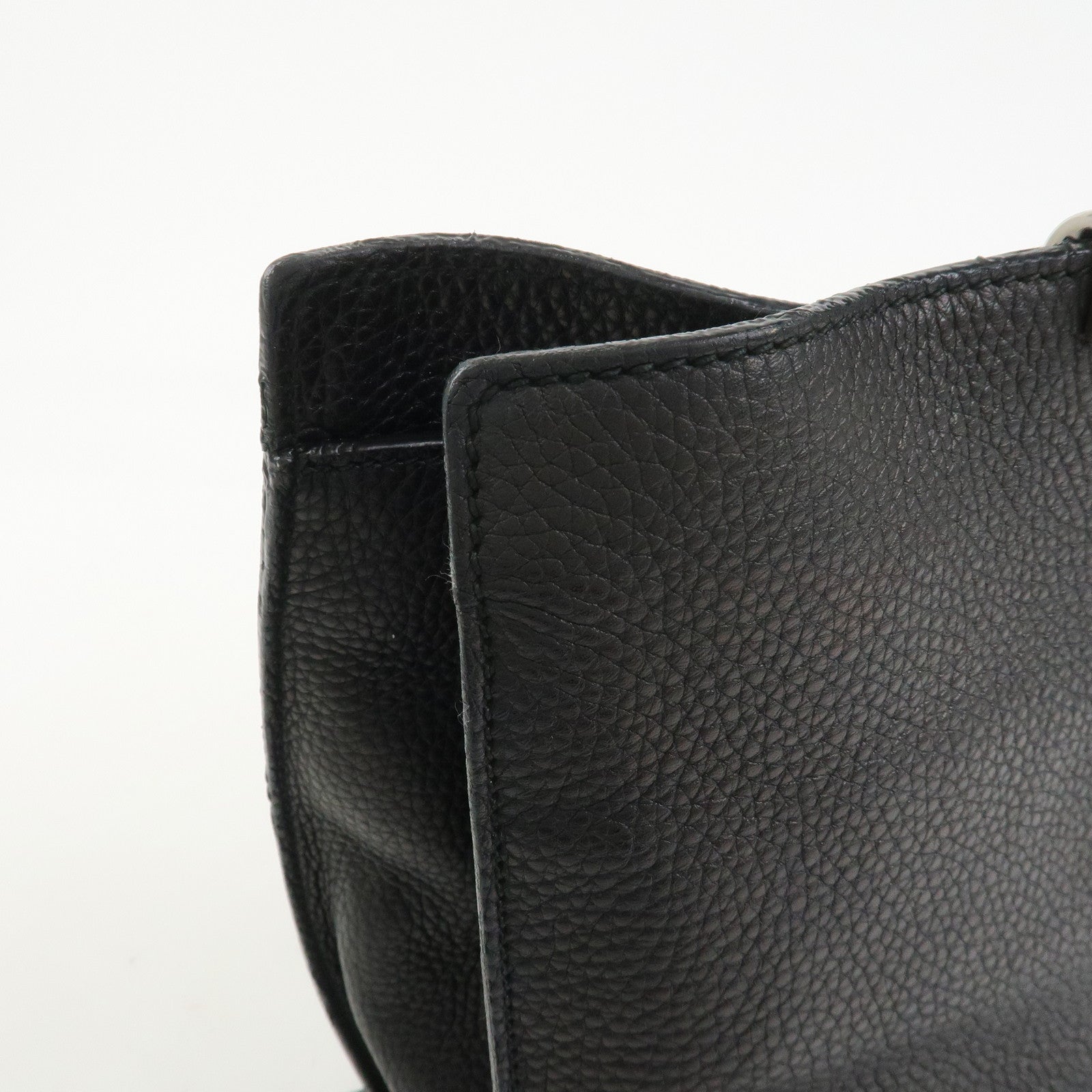 GUCCI Bamboo Leather 2WAY Bag Hand Bag Shoulder Bag Black 370829