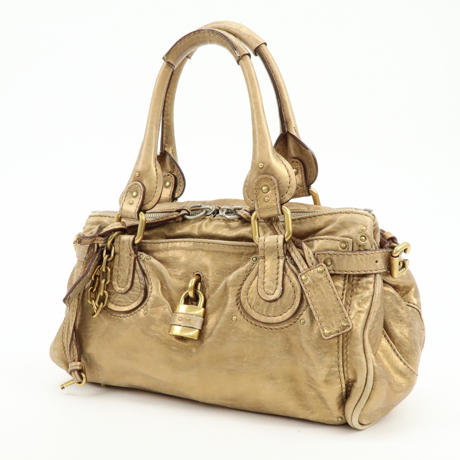 Chloe Paddington Leather Shoulder Bag Hand Bag Gold