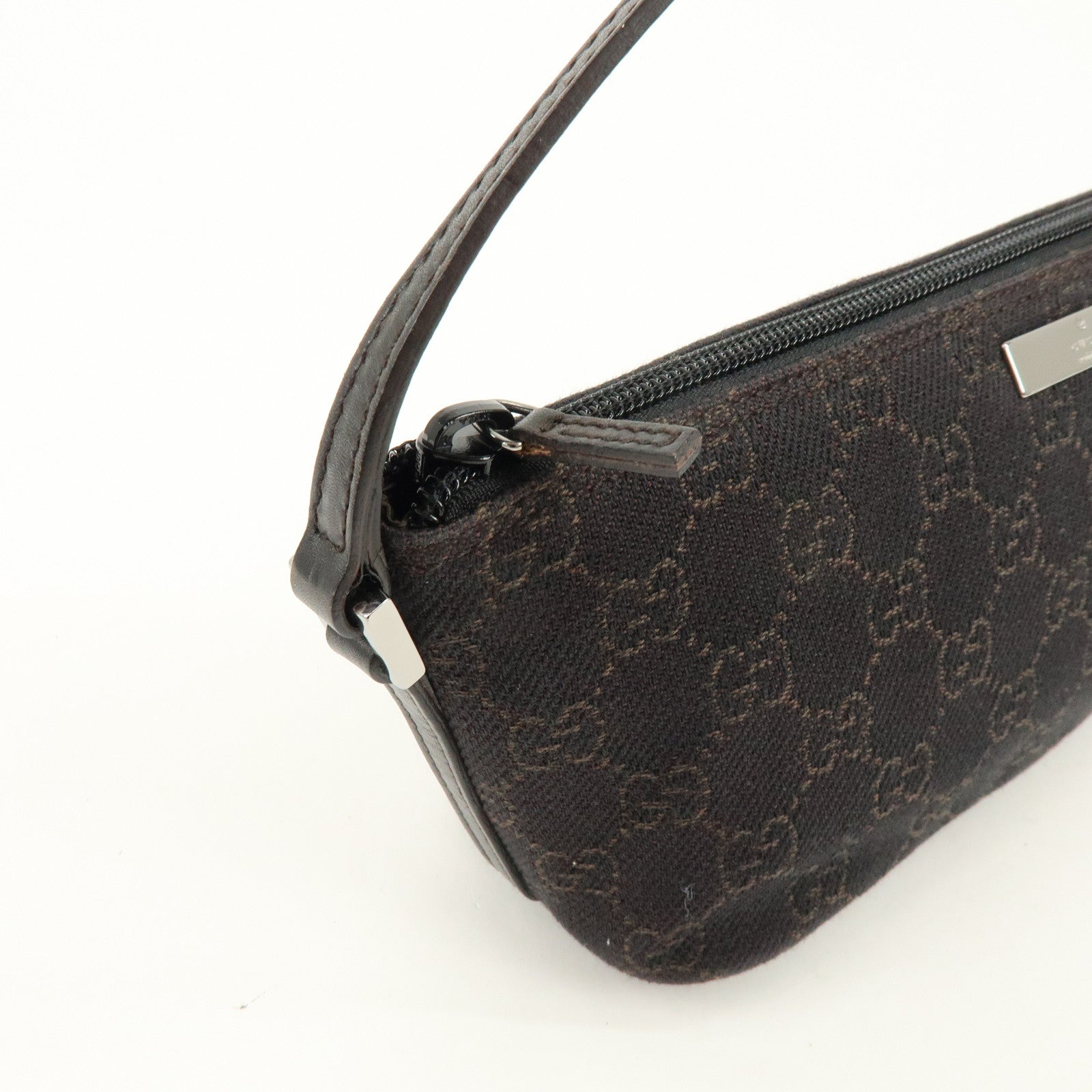 GUCCI Boat Bag GG Canvas Leather Hand Bag Brwon 07198