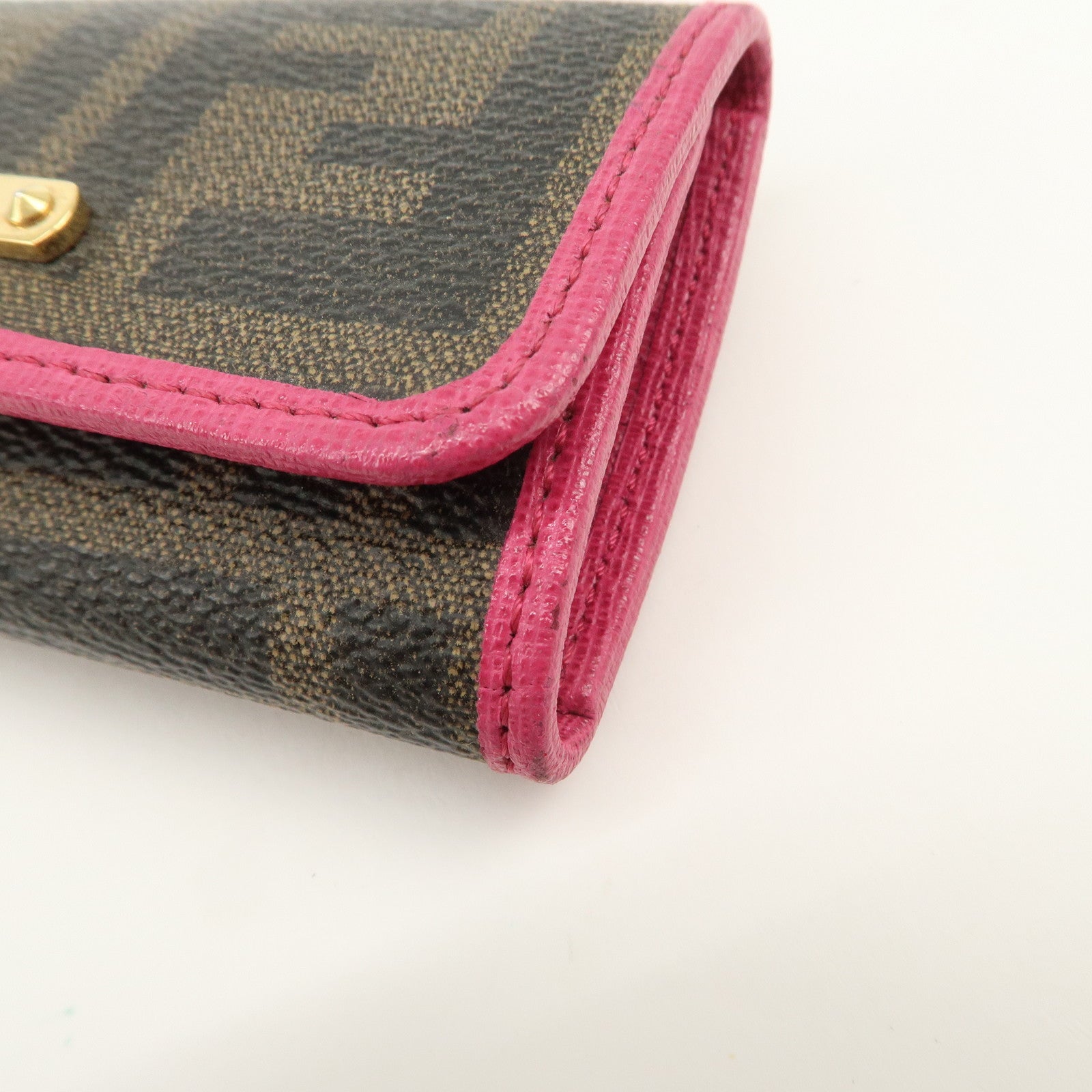 FENDI Zucca PVC Coating Canvas Leather 6 Rings Key Case 8AP079