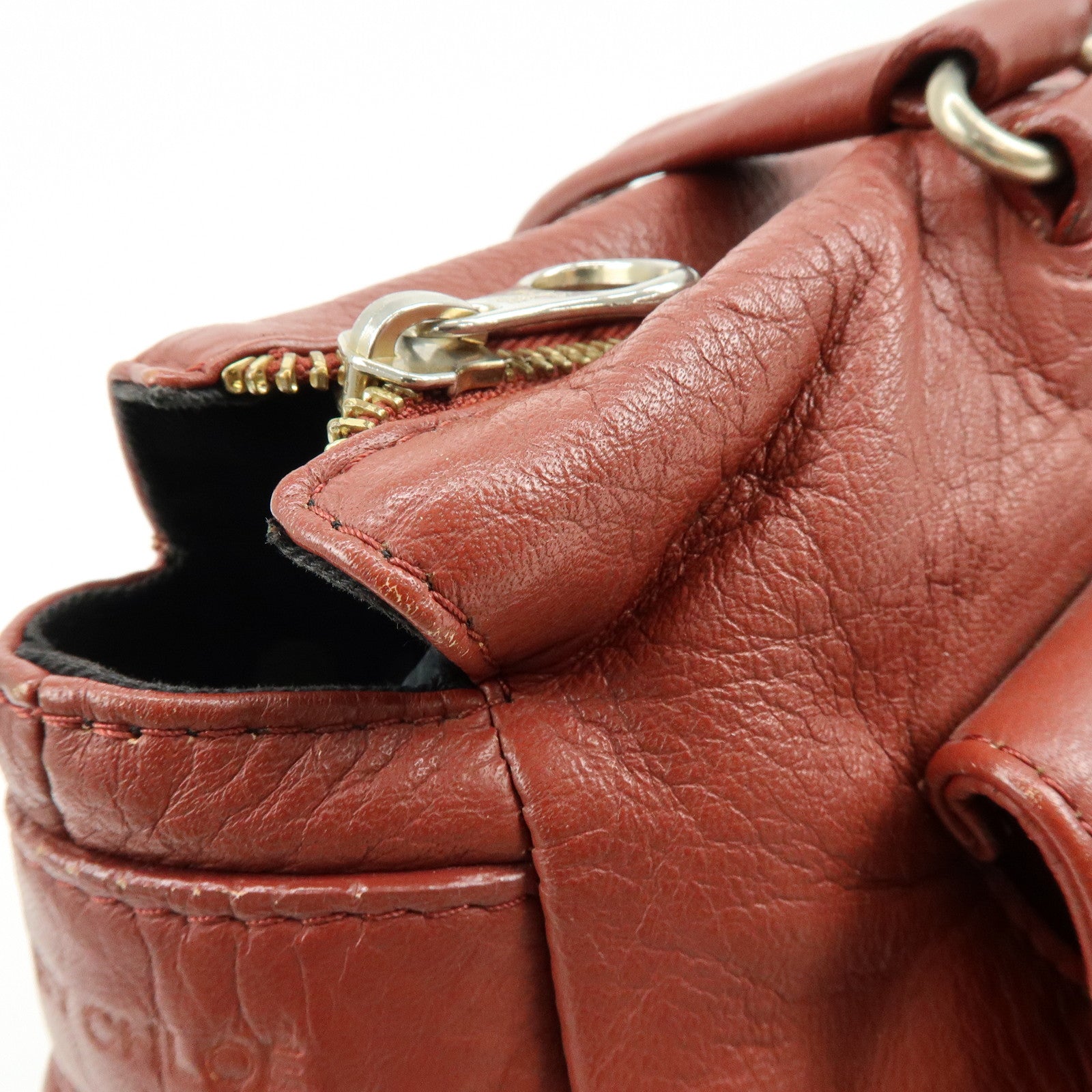 Chloe See by Chloe Leather Shoulder Bag Hand Bag Tassel Red