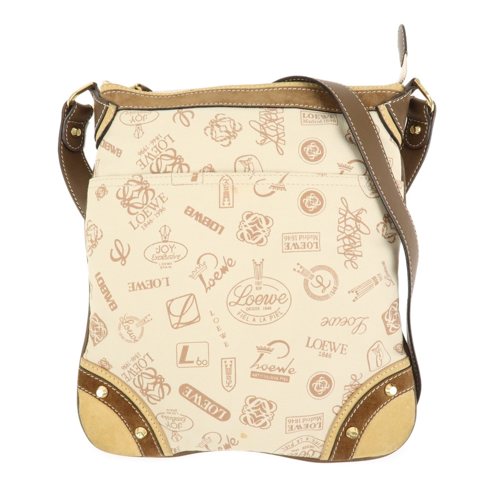 LOEWE Anagram Canvas Suede Leather Shoulder Bag 160th Anniversary