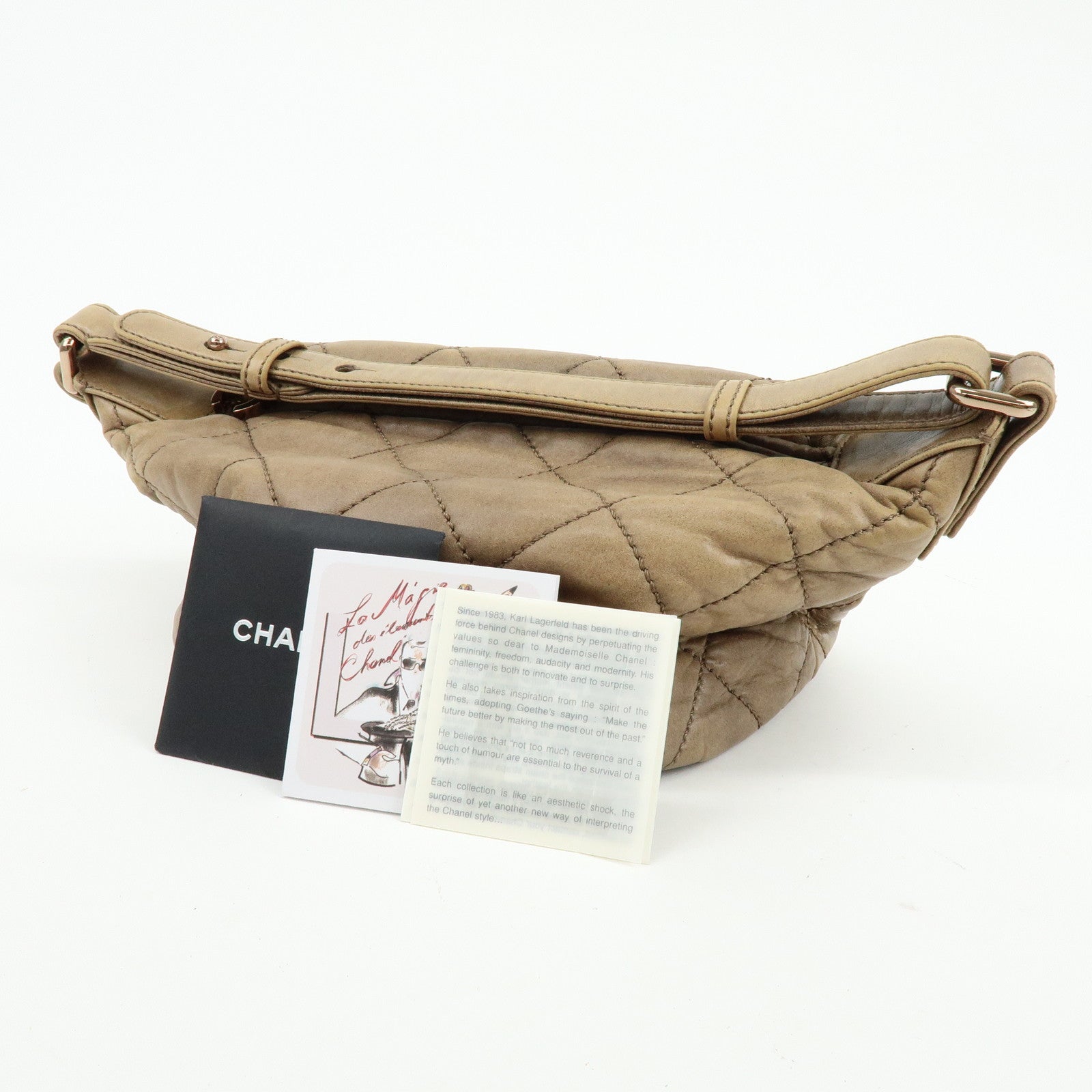 CHANEL Wild Stitch Lamb Skin Shoulder Bag Brown