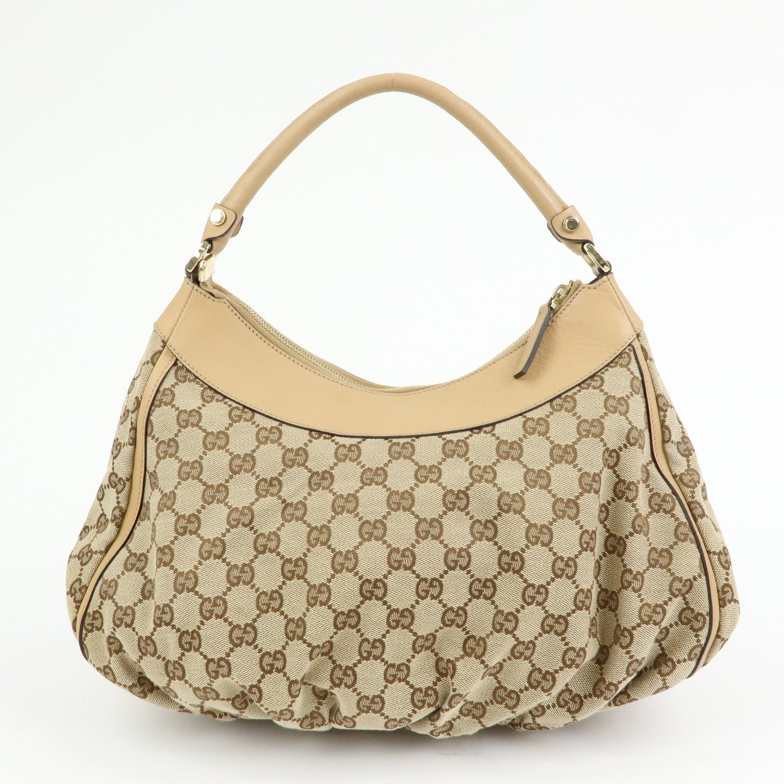 GUCCI Abbey GG Canvas Leather Shoulder Bag Hand Bag Brown 189833