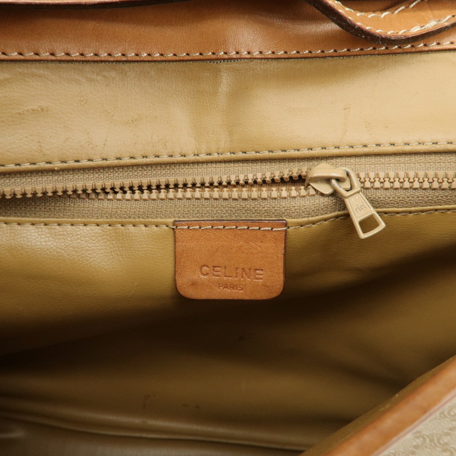 CELINE Macadam PVC Leather 2Way Bag Shoulder Bag Beige