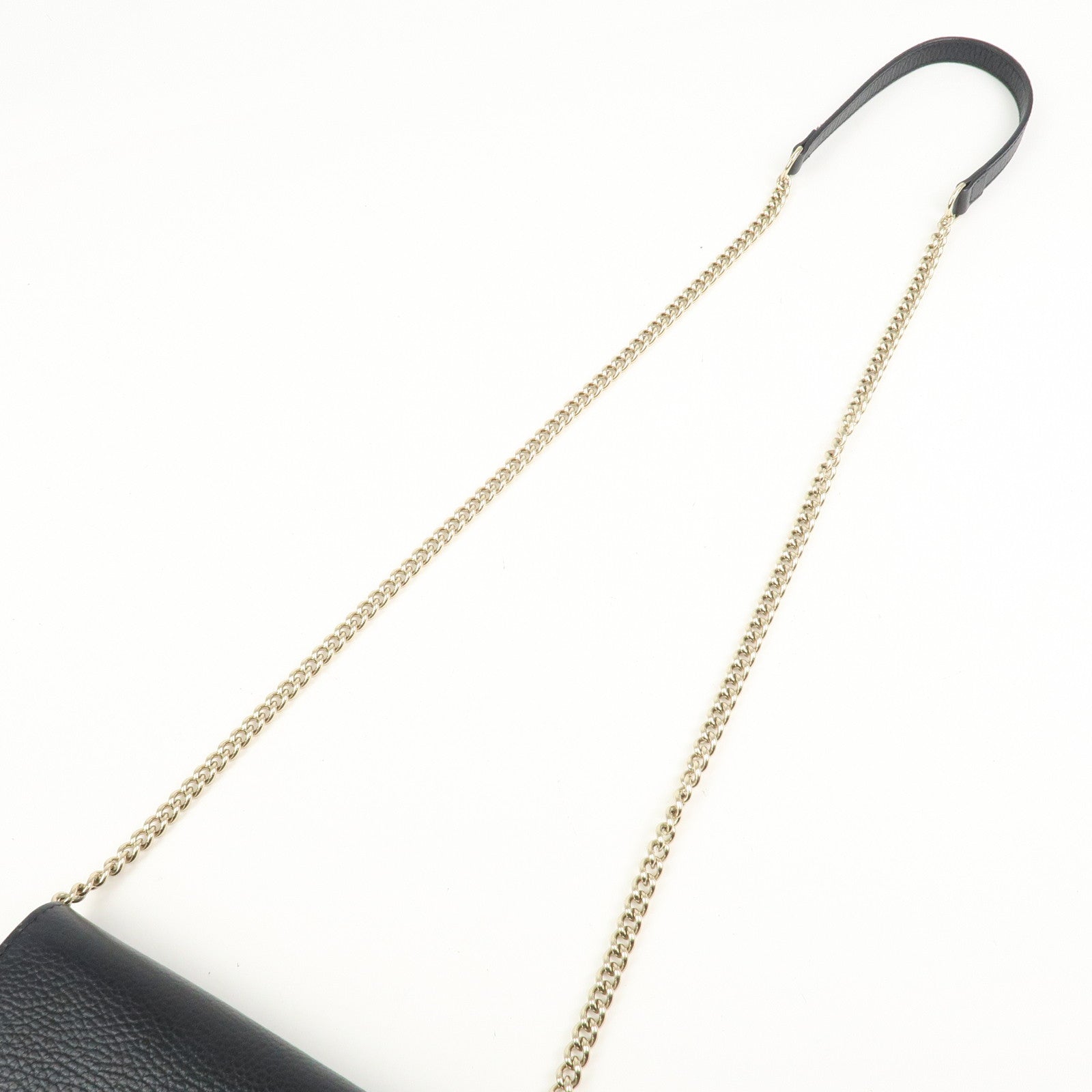 GUCCI Interlocking G Leather Chain Shoulder Bag Black 615523