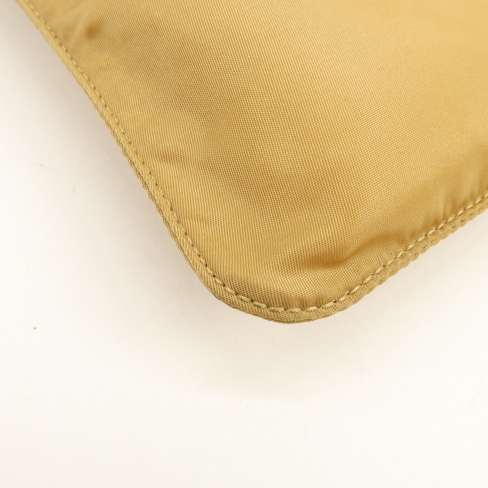 PRADA Triangle Logo Nylon Leather Shoulder Bag Beige B7372