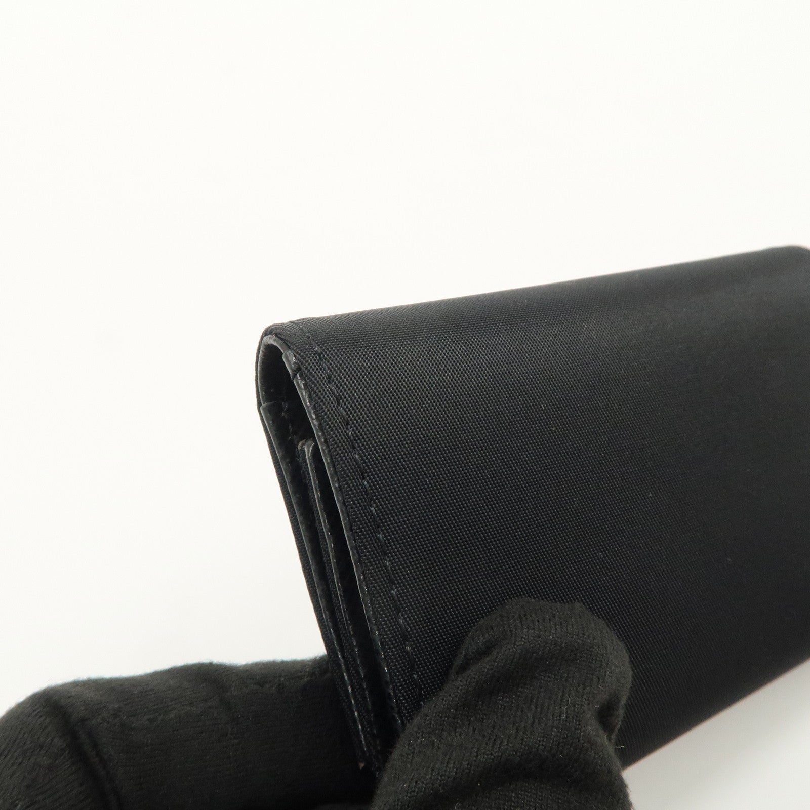 PRADA Nylon Saffiano Leather 6 Rings Key Case Black M222A