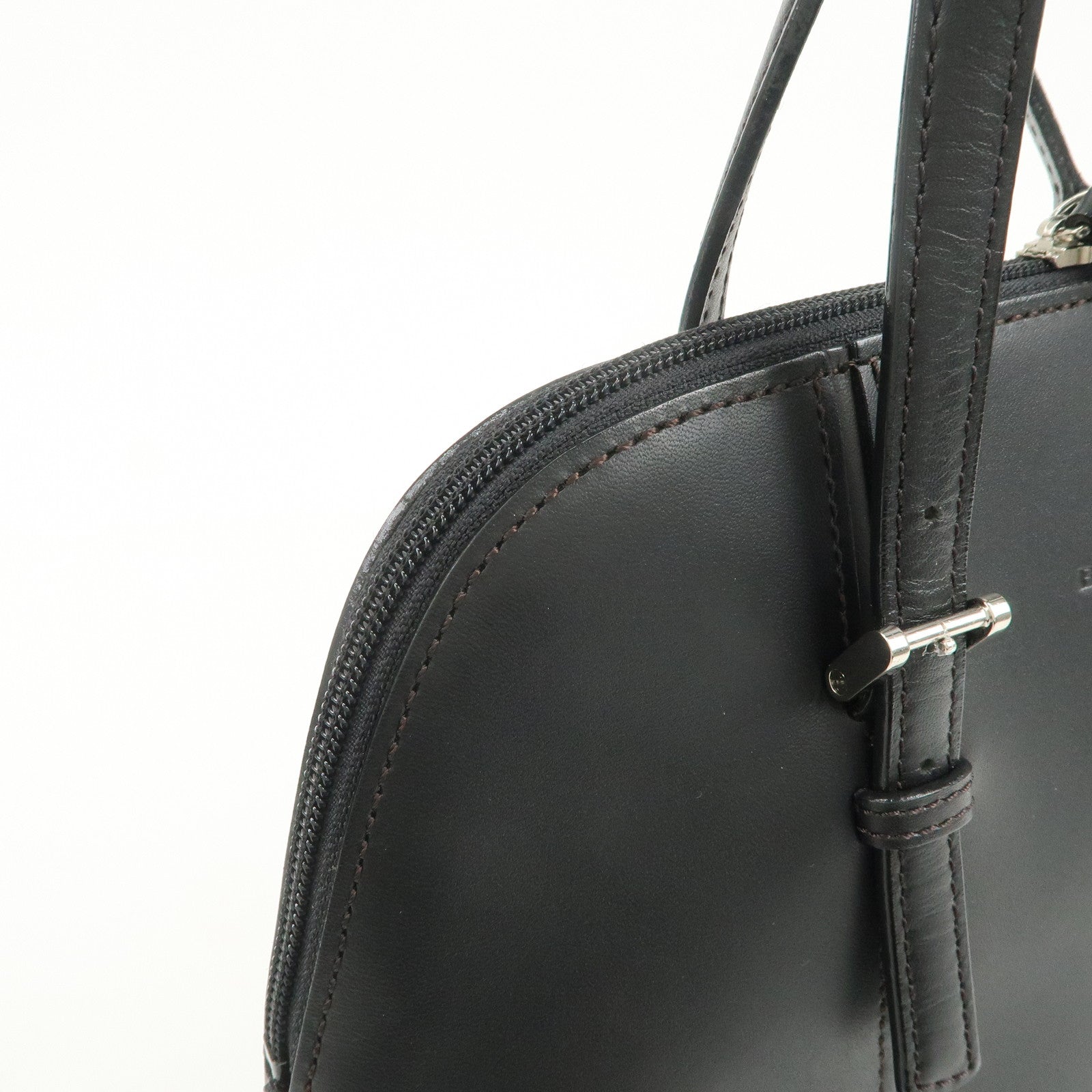BURBERRY Logo Leather Hand Bag Black