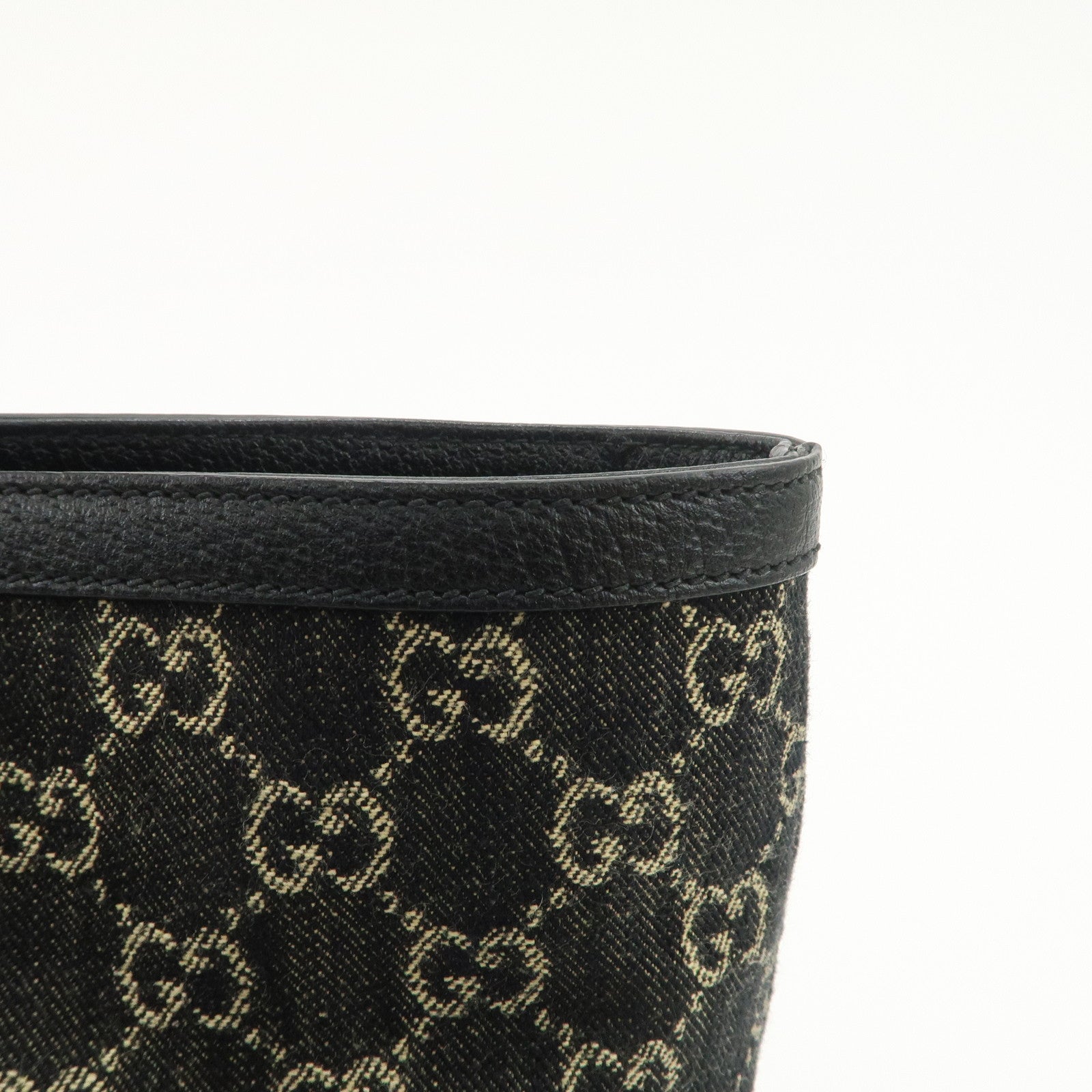 GUCCI GG Canvas Denim Medium Tote Bag Shoulder Bag Black 631685