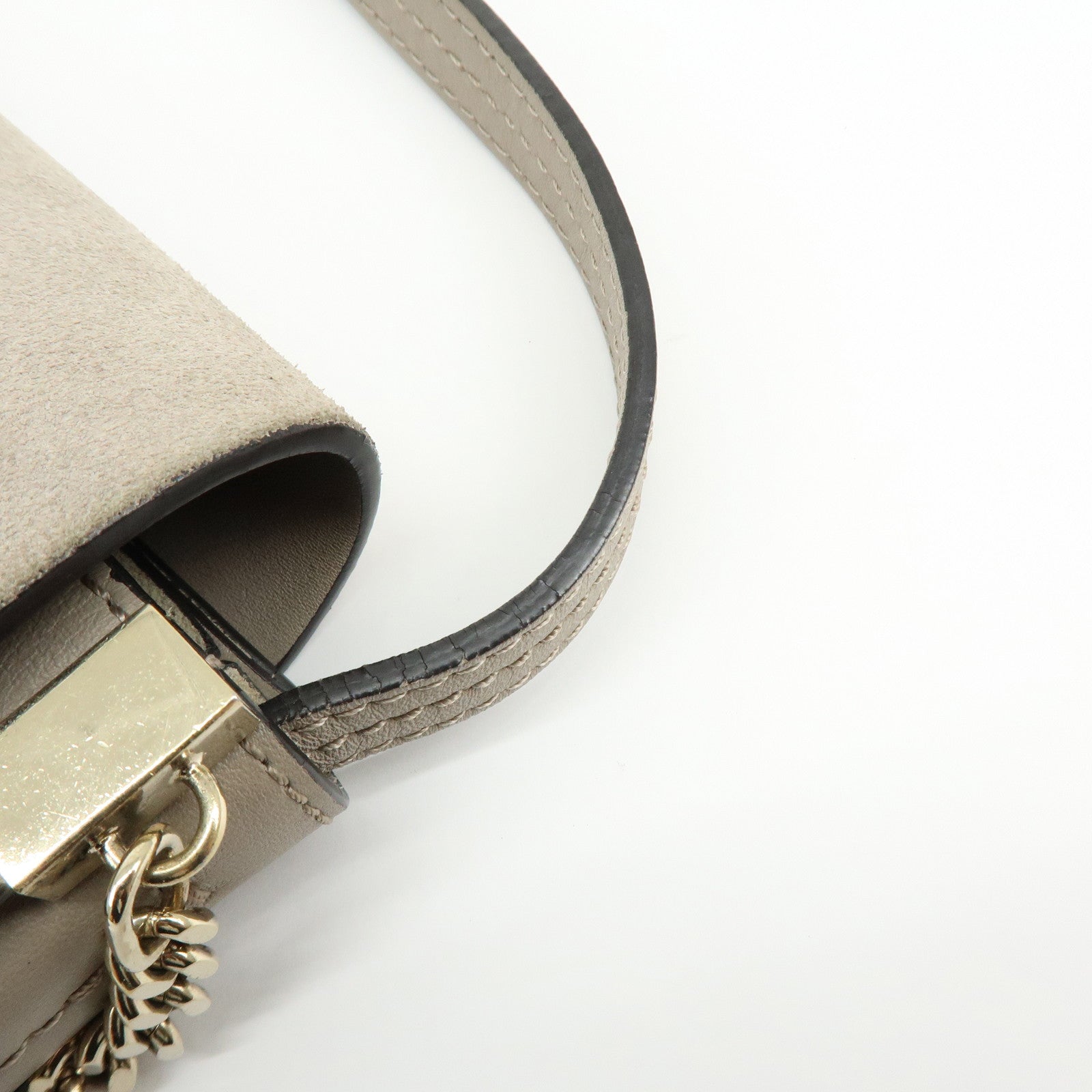 Chloe Faye Suede Leather Shoulder Bag Crossbody Bag Greige