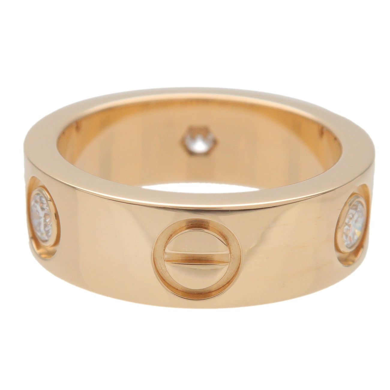 Cartier Love 3P Half Diamond Ring K18 750YG Yellow Gold #46 US3.75