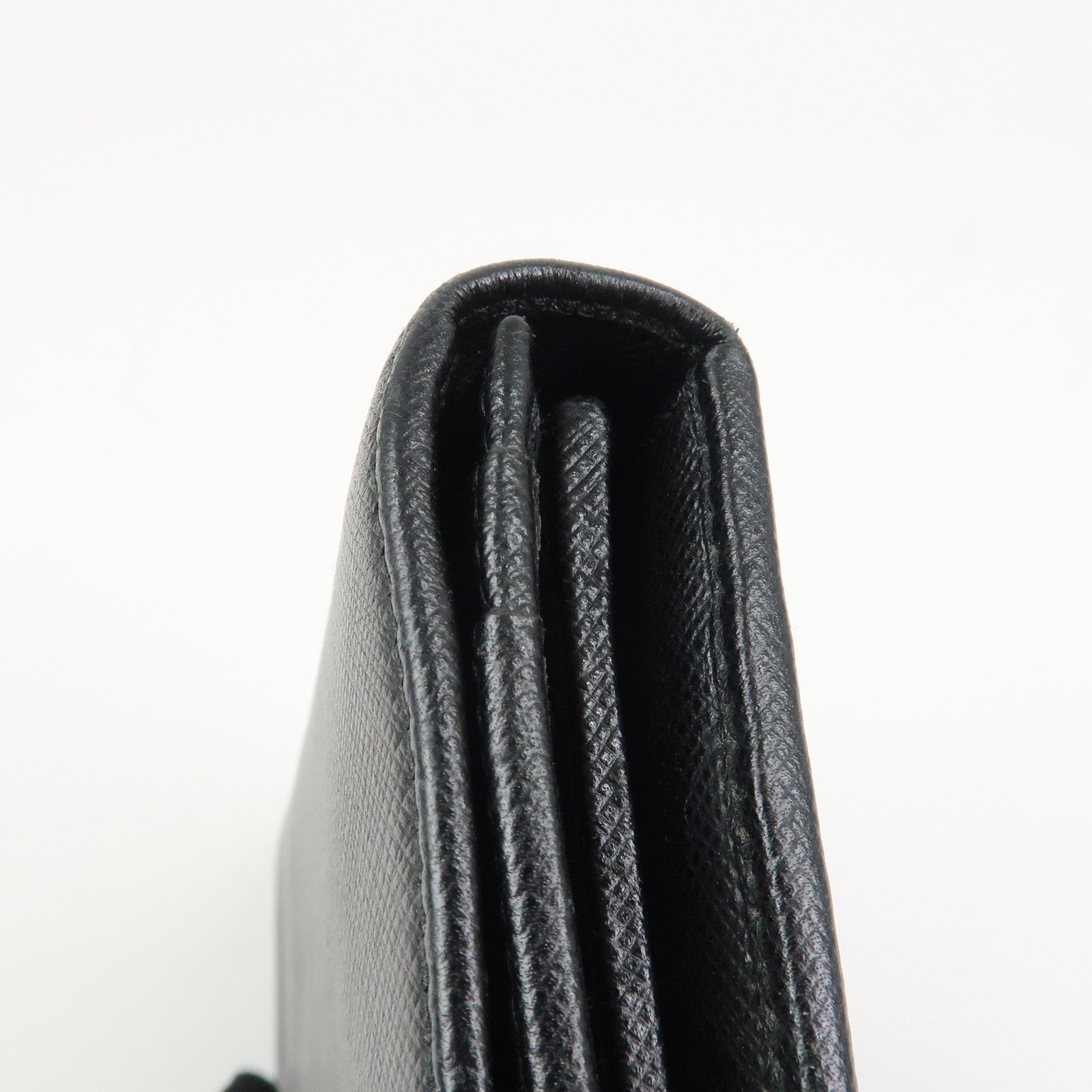 PRADA Saffiano Leather Flap Bi-Fold Long Wallet Black 1MH132