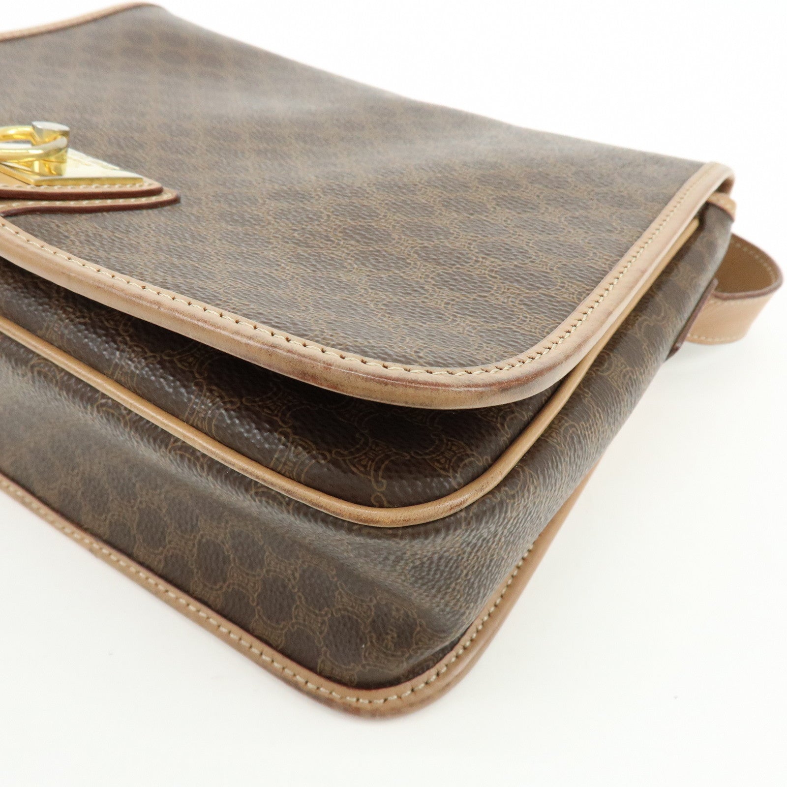 CELINE Macadam PVC Leather Shoulder Bag Crossbody Bag Brown